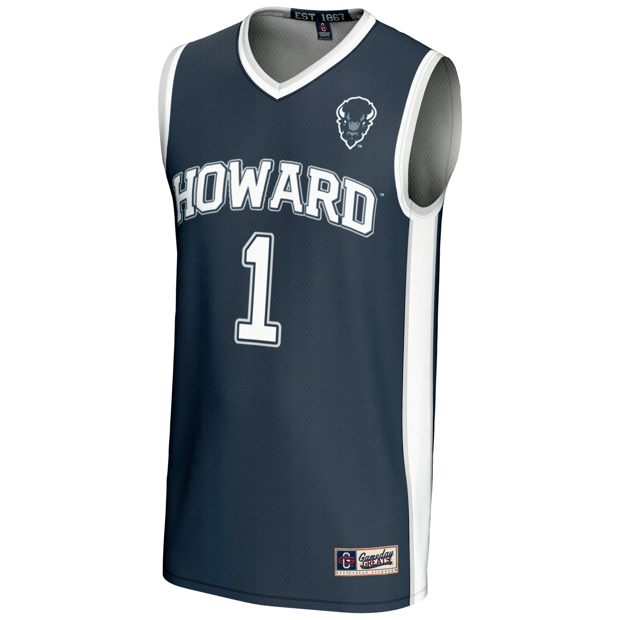 #1 Howard Bison Lightweight Basketball Jersey Navy - front view