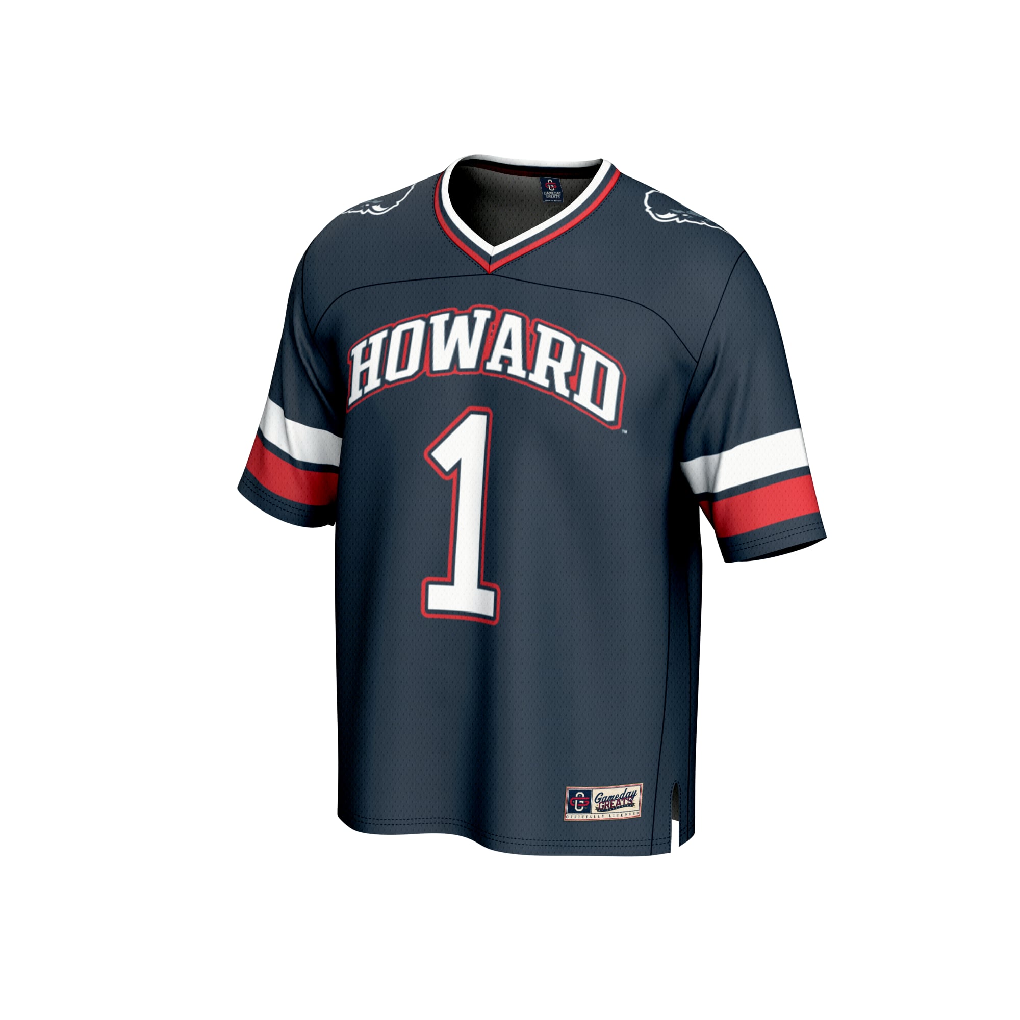 #1 Howard Bison Unisex Collegiate Football Fashion Jersey Navy - front view