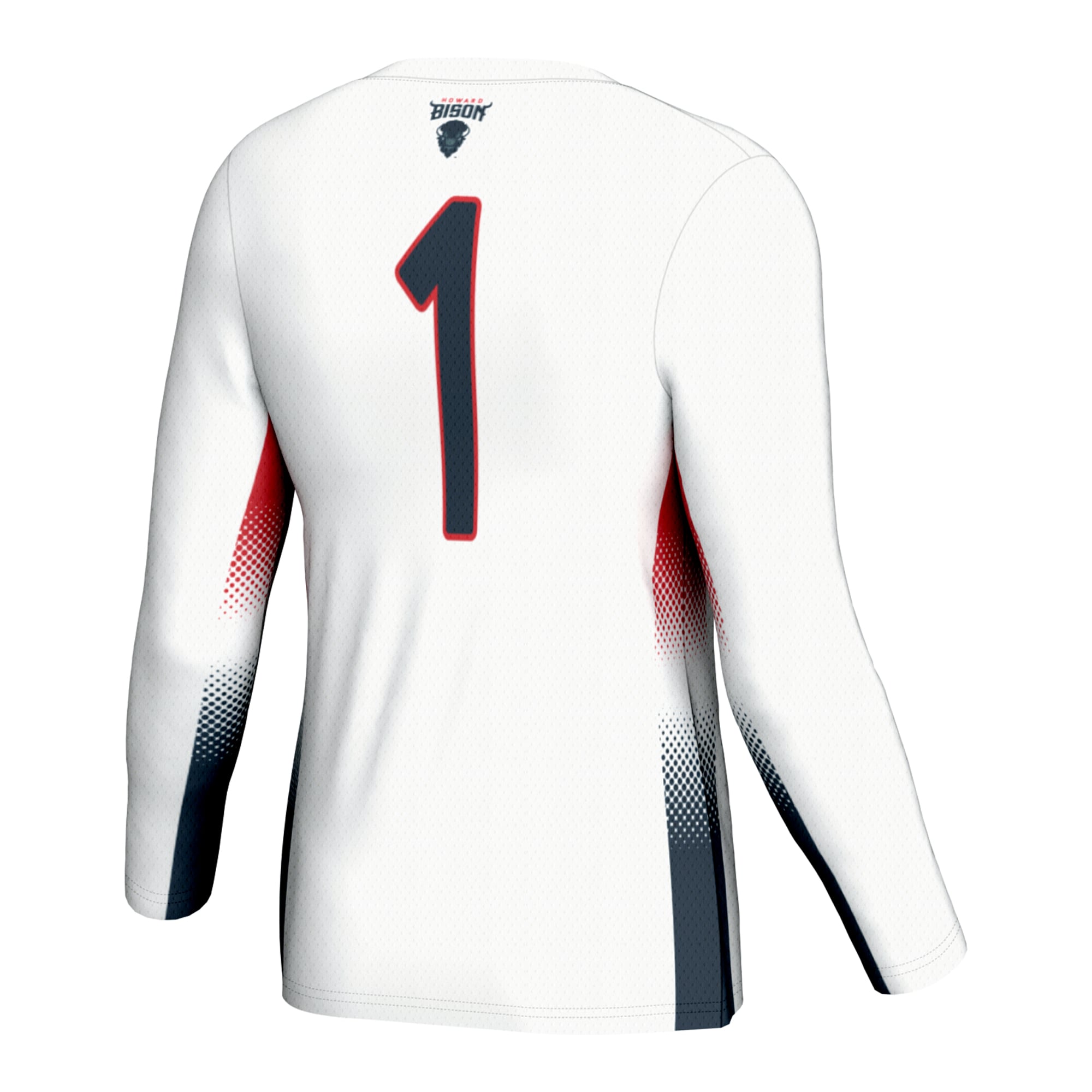 #1 Howard Bison Unisex Lightweight Volleyball Jersey White - back view