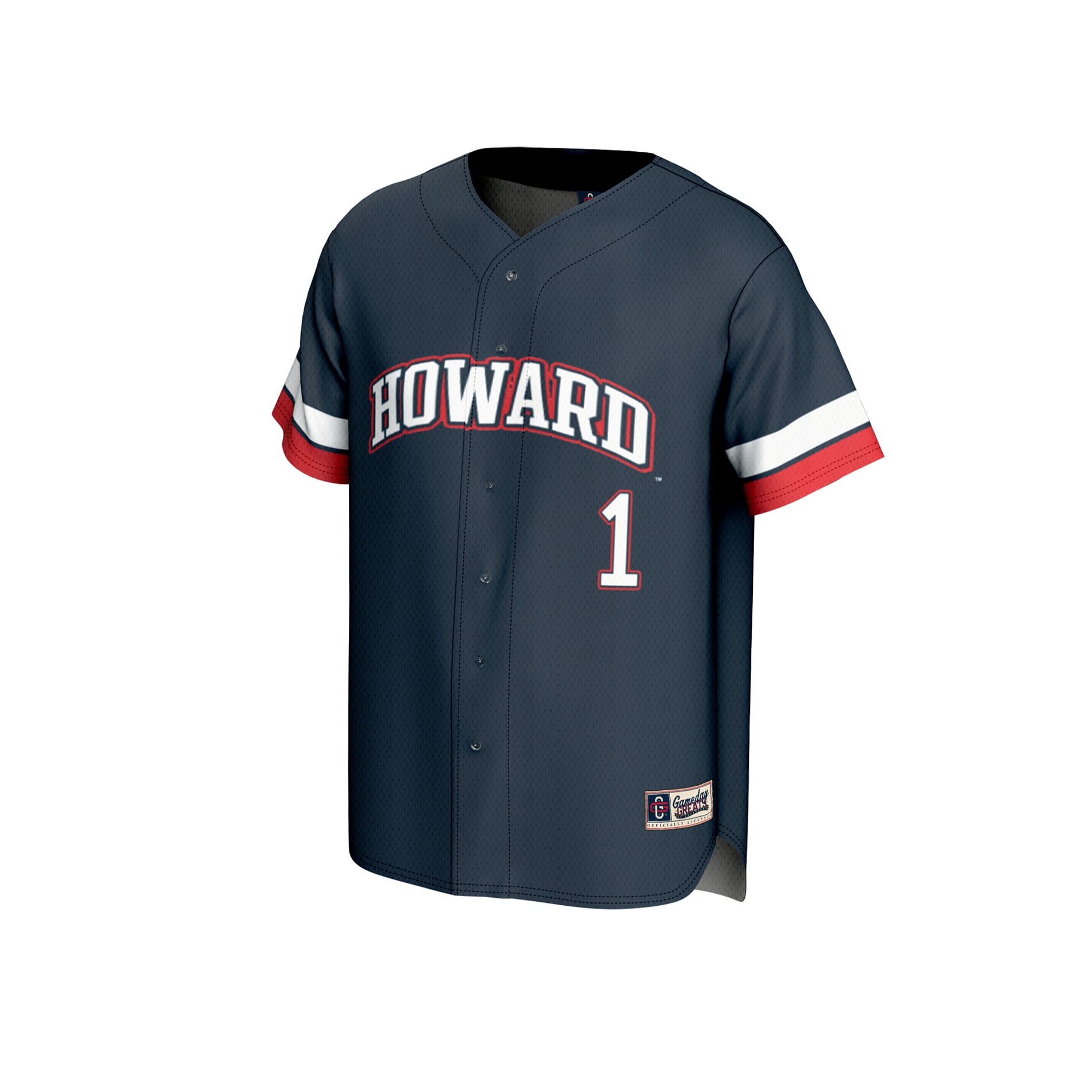 Howard Bison Youth Collegiate Baseball Fashion Jersey Navy - front view