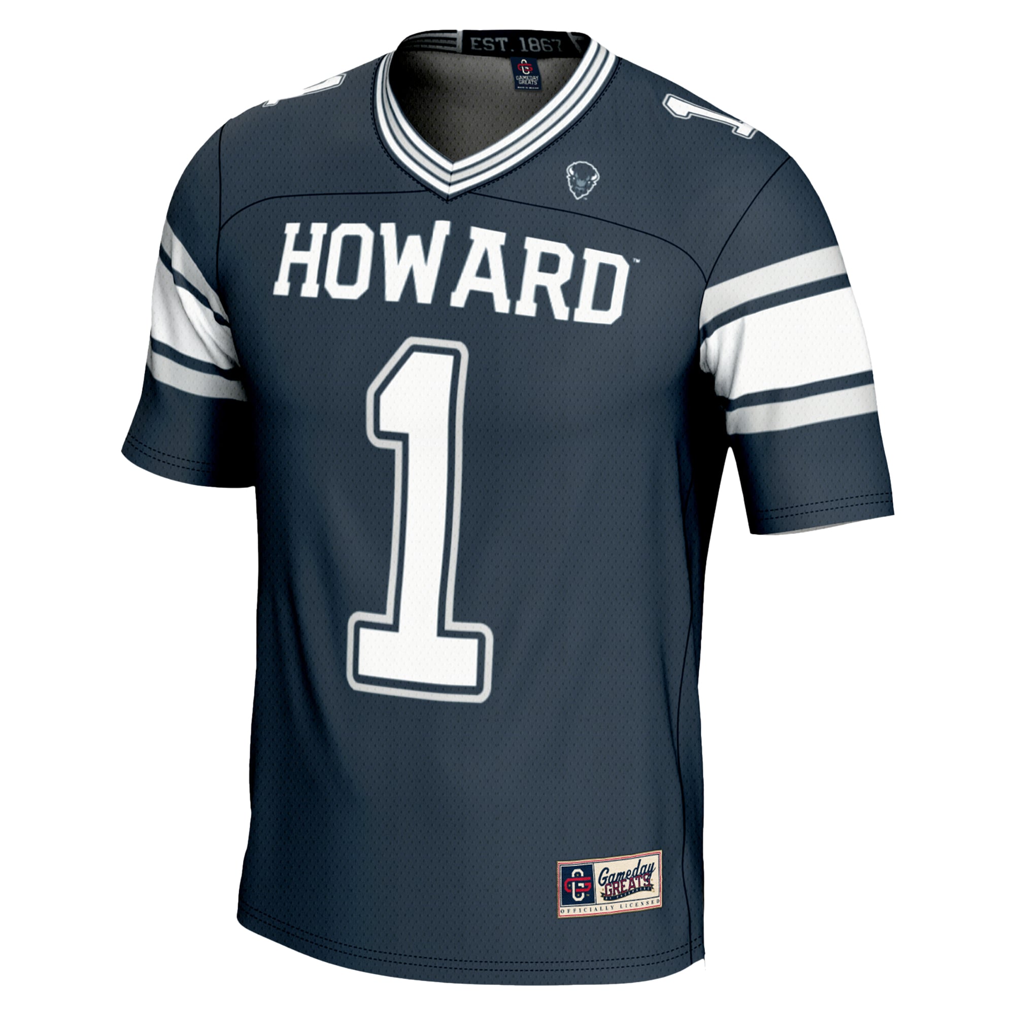 #1 Howard Bison Youth Endzone Football Jersey Navy - back view