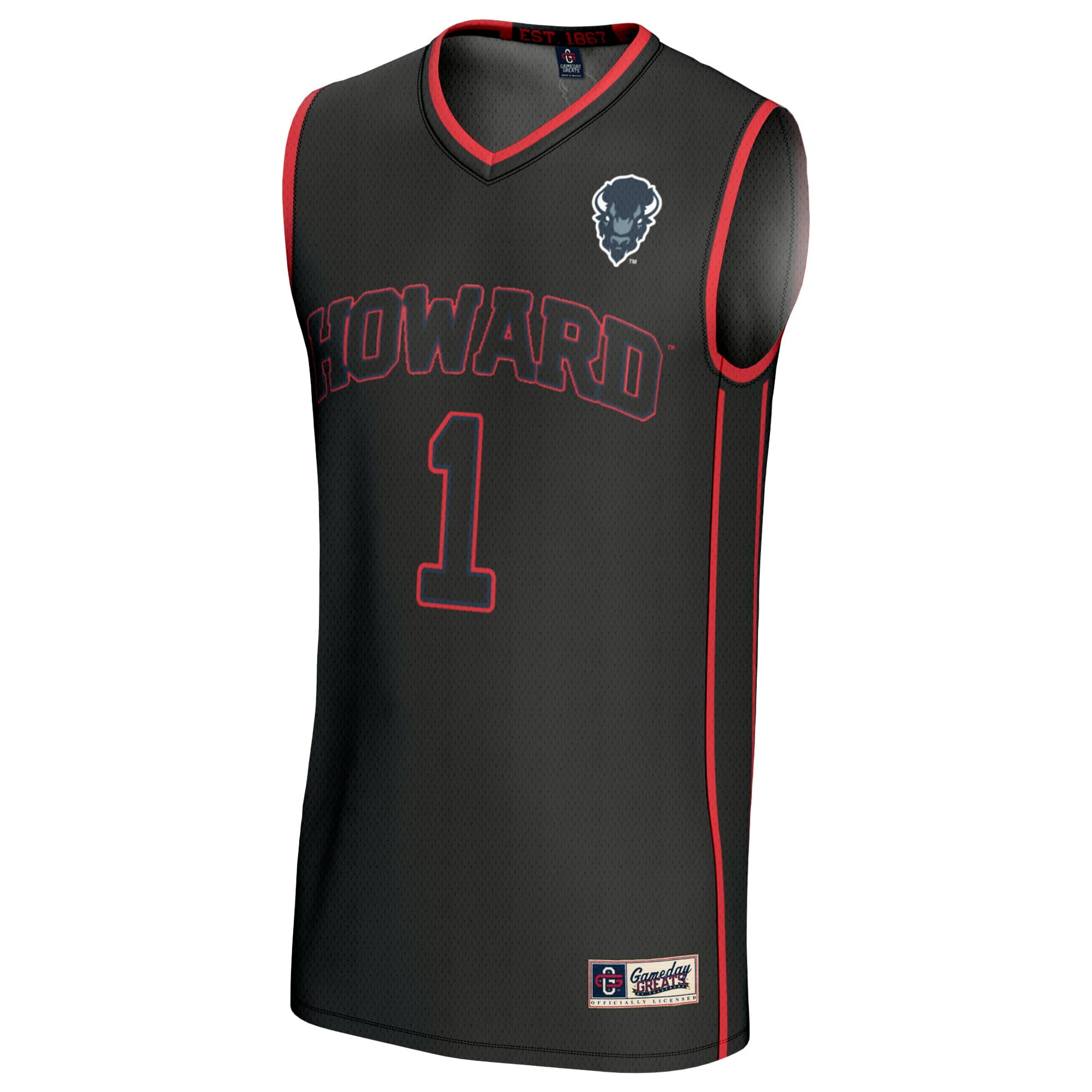 Howard Bison Youth Lightweight Collegiate Basketball Fashion Jersey Black - front view