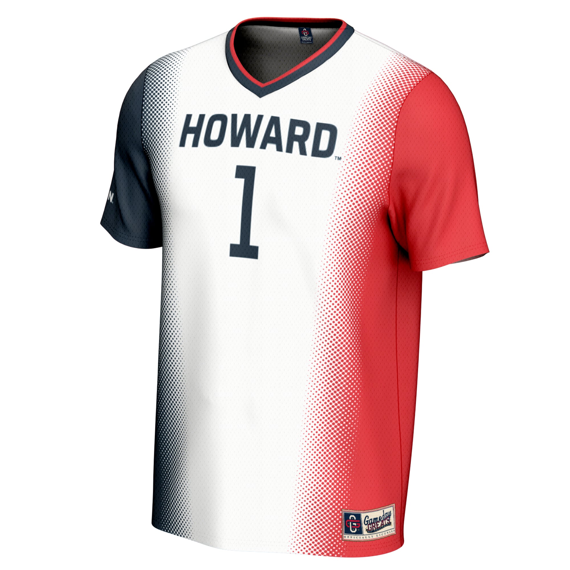 Howard Bison Youth Lightweight Collegiate Soccer Fashion Jersey White - front view