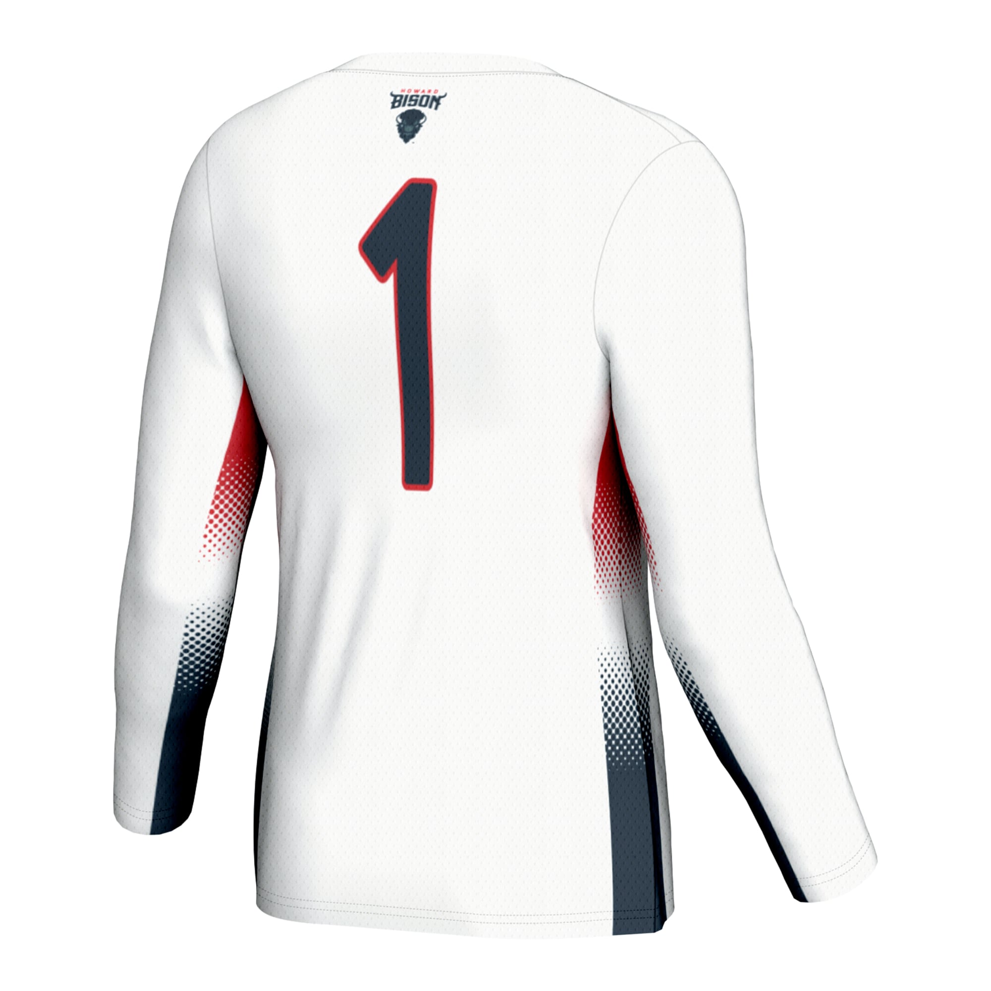#1 Howard Bison Youth Lightweight Women's Volleyball Jersey White - back view