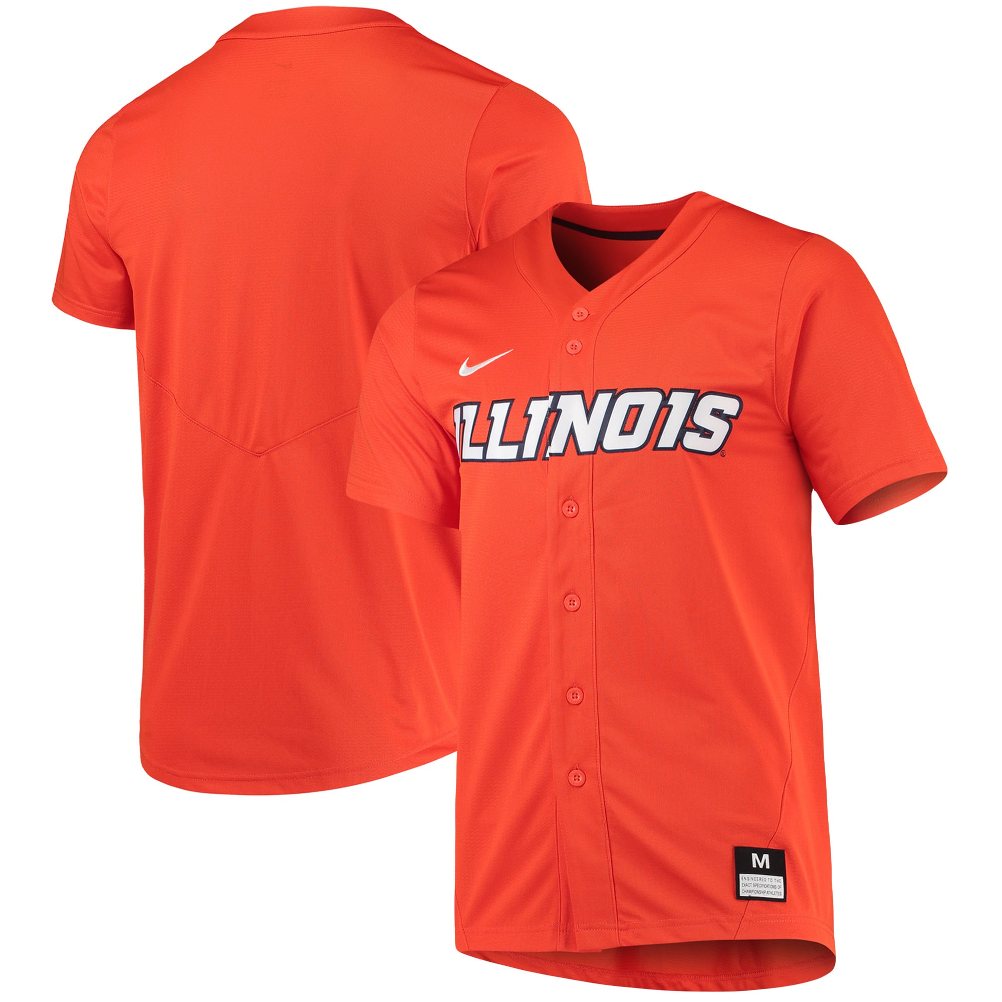 Illinois Fighting Illini Baseball Jersey Orange - front and back view