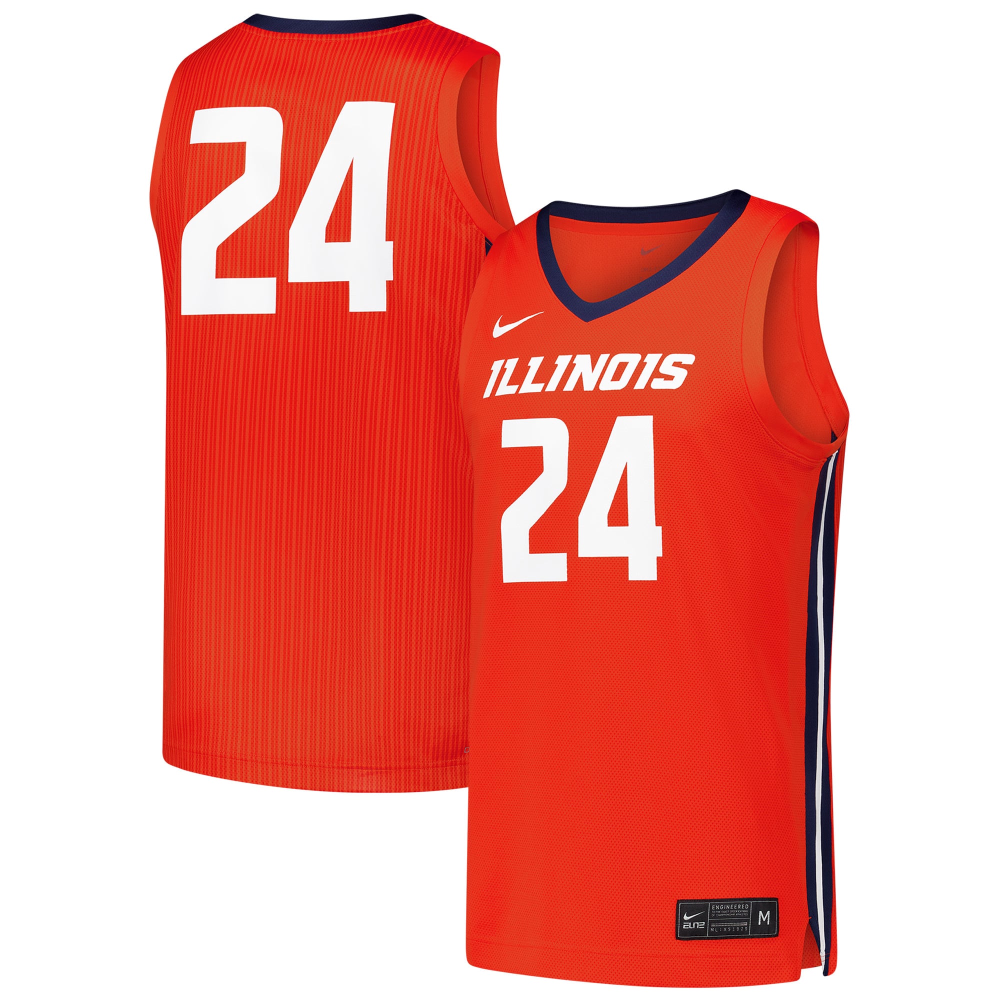 #24 Illinois Fighting Illini Basketball Jersey Orange - front and back view