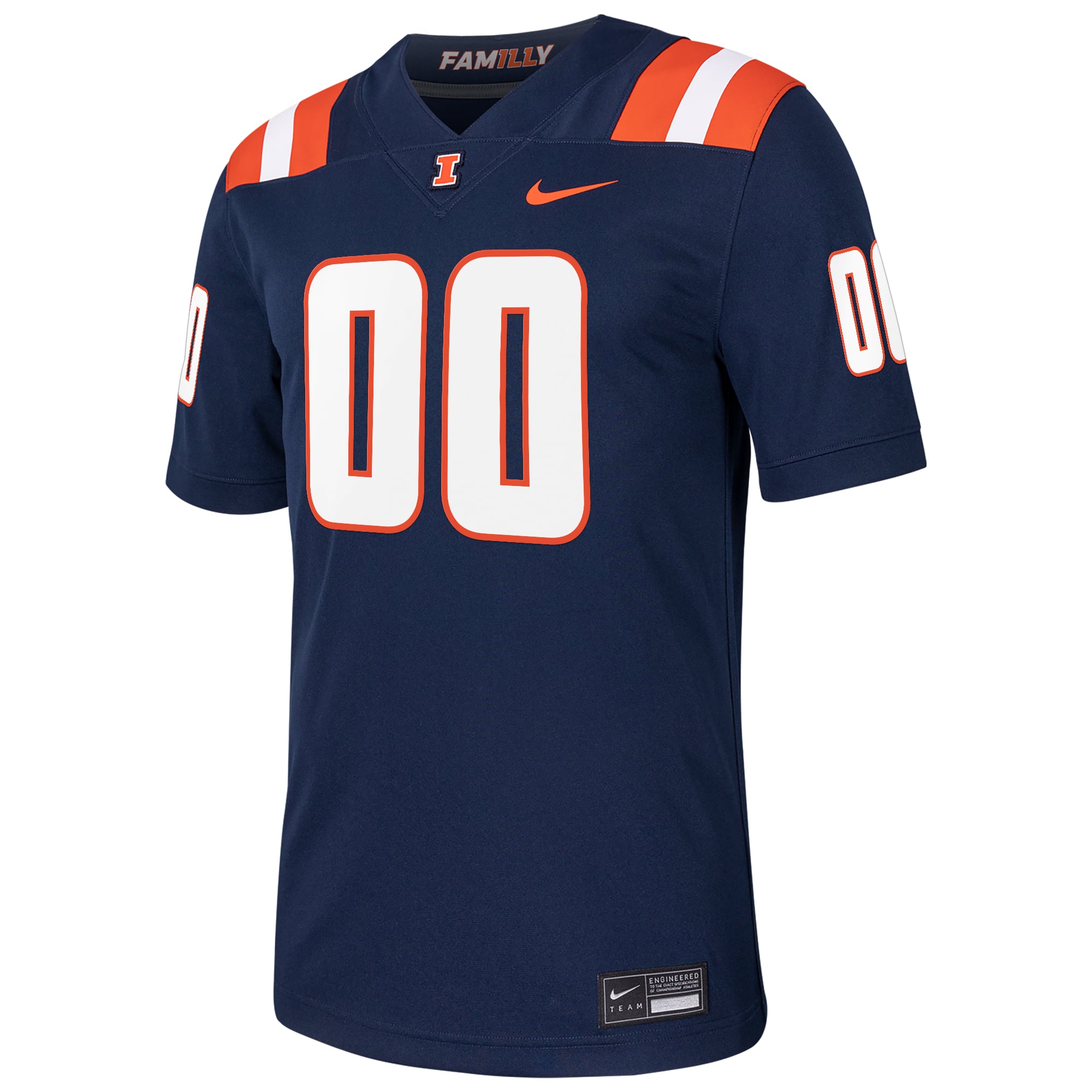 Illinois Fighting Illini Custom Football Jersey Navy - front view