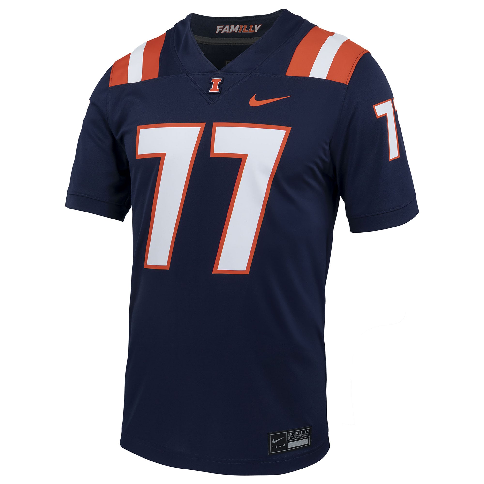 #77 Illinois Fighting Illini Football Jersey - Navy - back view