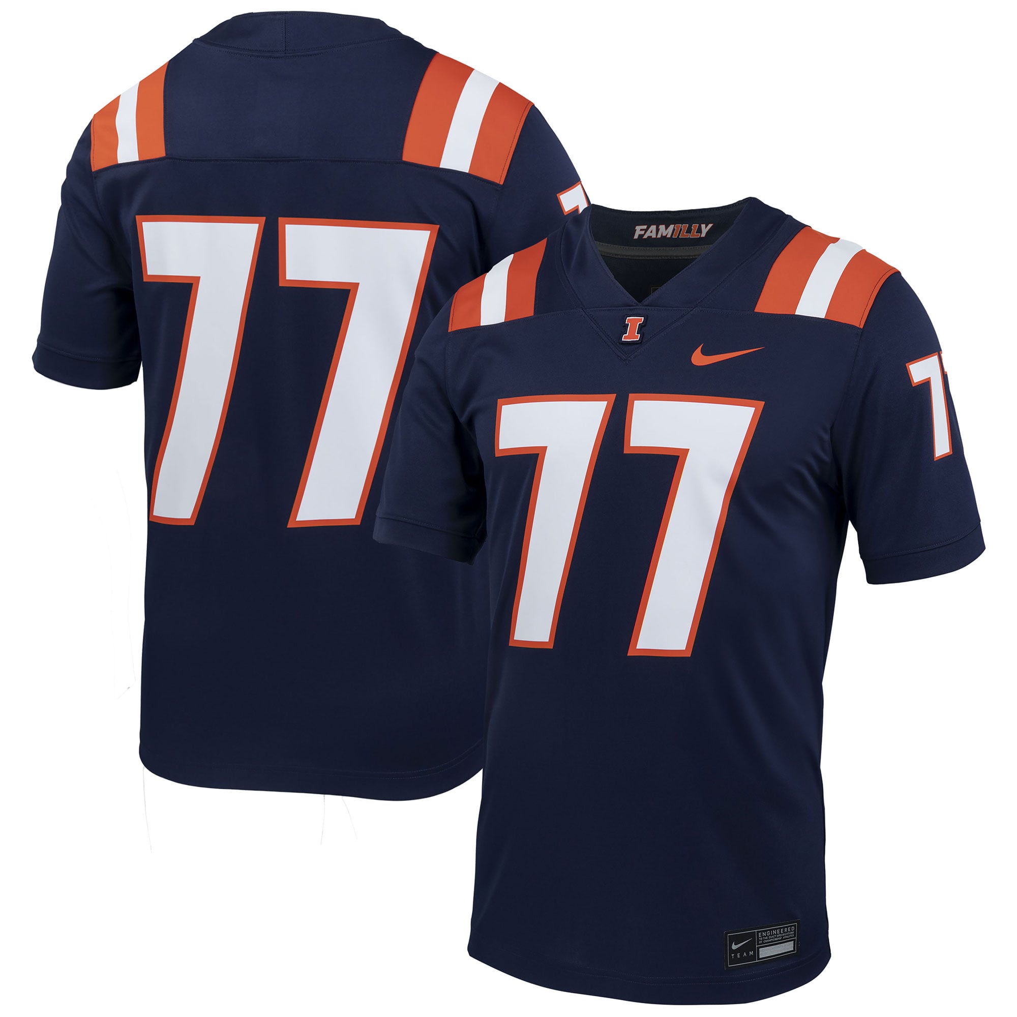 #77 Illinois Fighting Illini Football Jersey - Navy - front view
