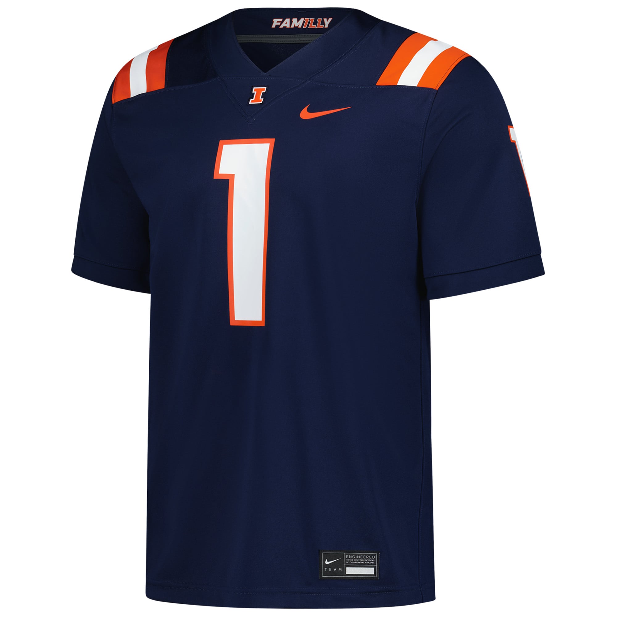 #1 Illinois Fighting Illini Football Jersey Navy - front view