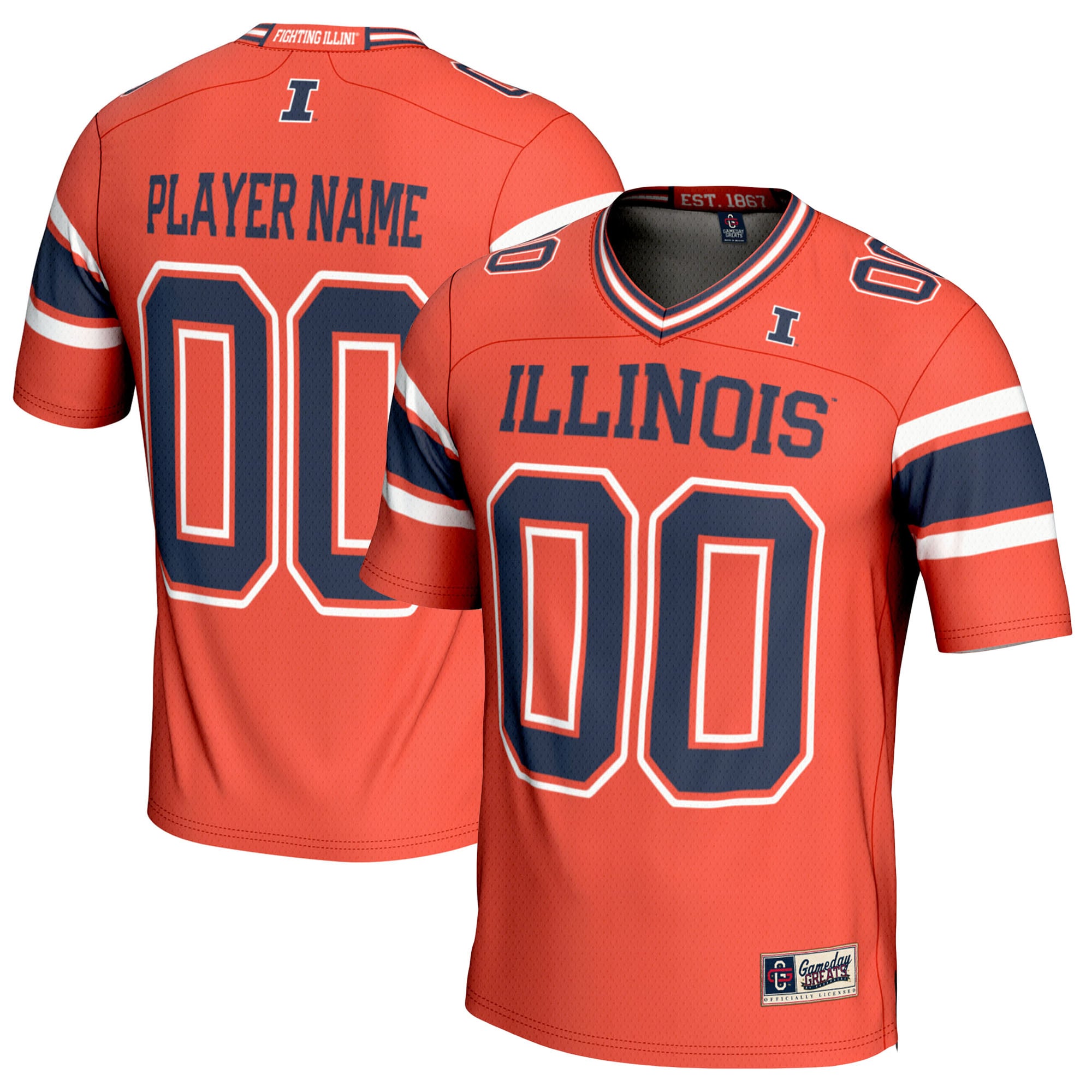 Illinois Fighting Illini Football Jersey Orange - front and back view