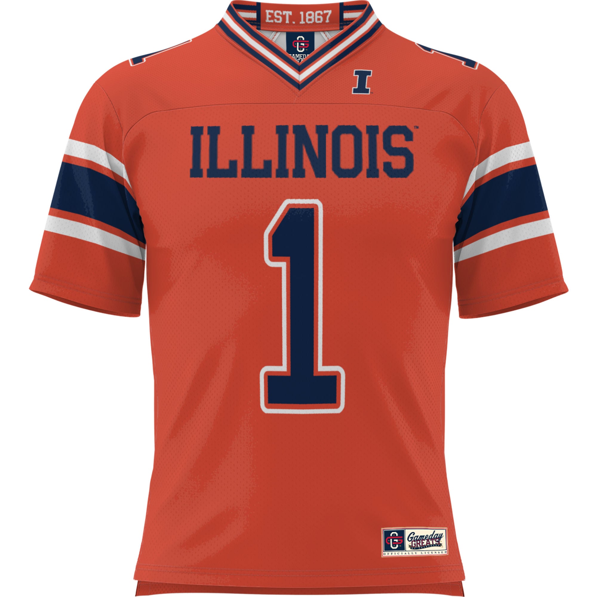 #1 Illinois Fighting Illini Football Jersey Orange - front view