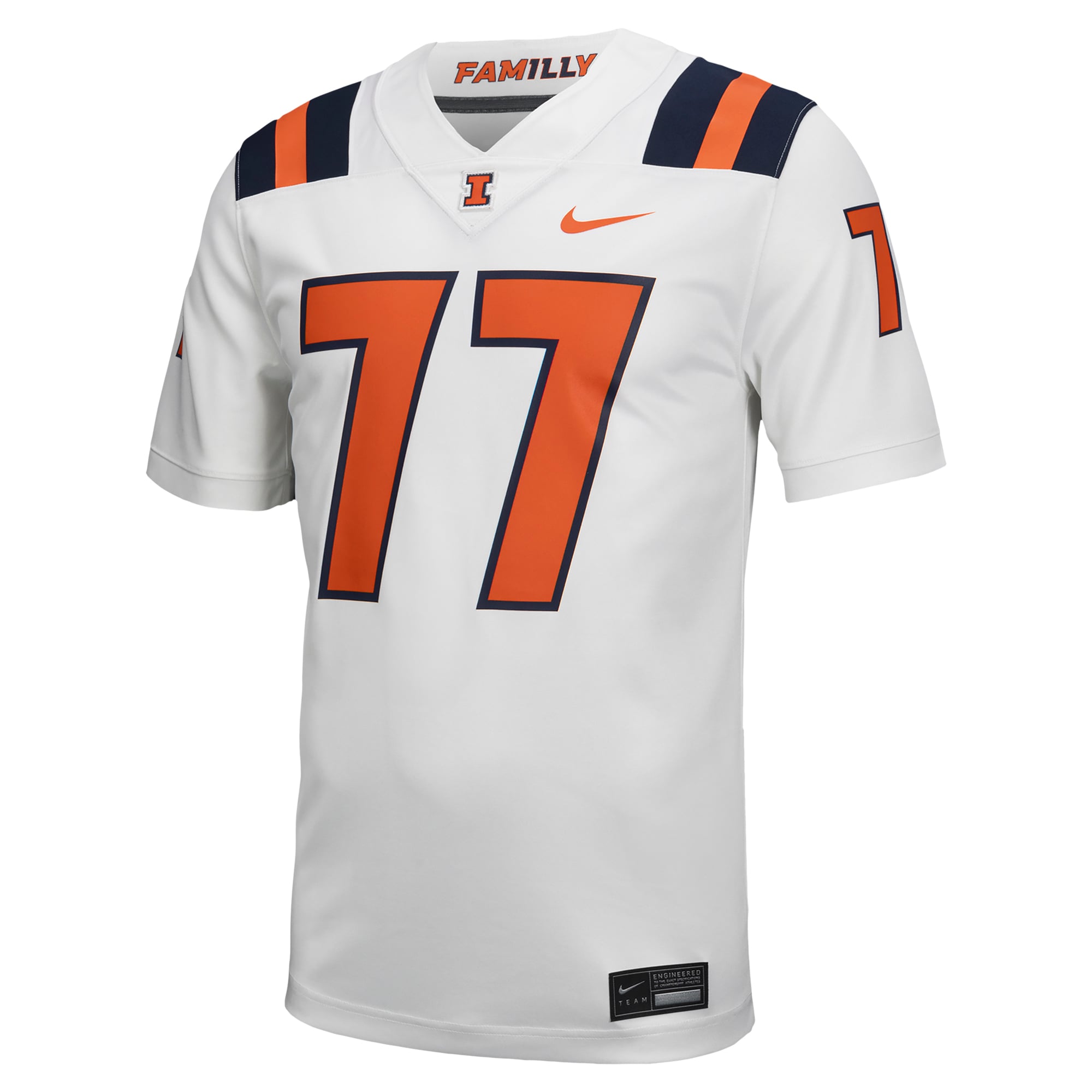 #77 Illinois Fighting Illini Football Jersey - White - front view