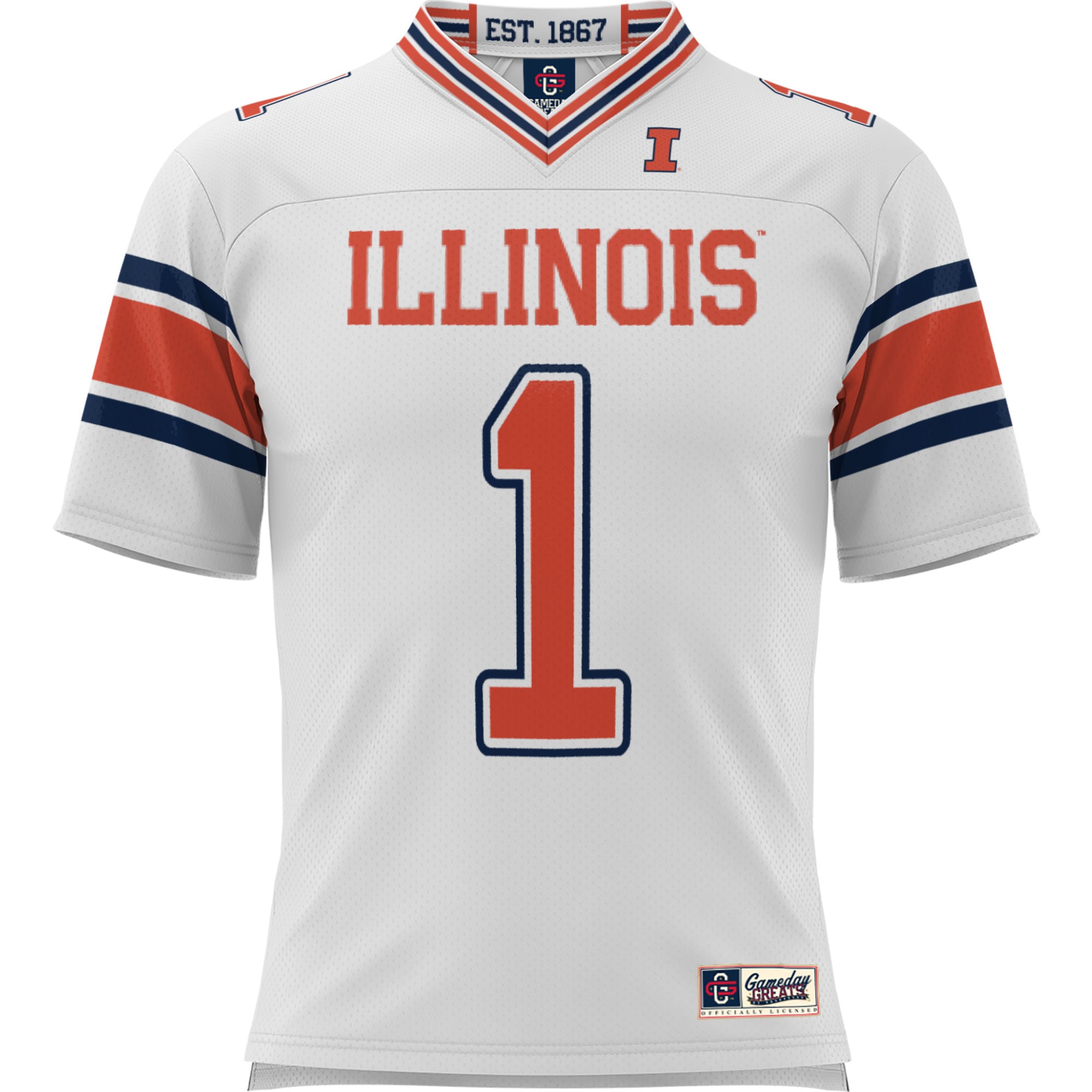 #1 Illinois Fighting Illini Youth Football Jersey White - front view