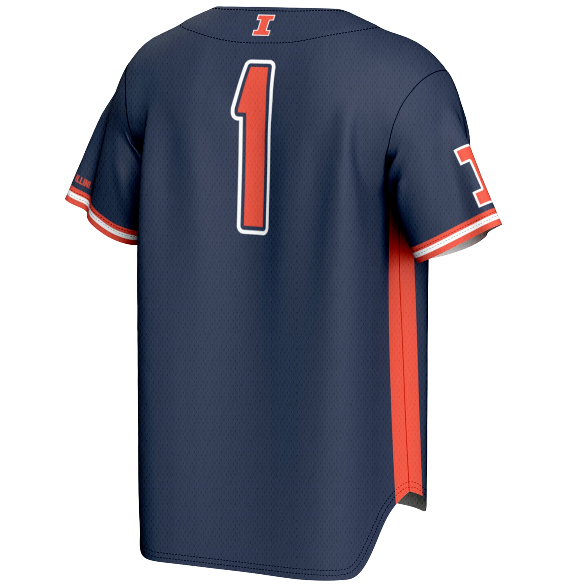 #1 Illinois Fighting Illini Lightweight Baseball Jersey Navy - back view