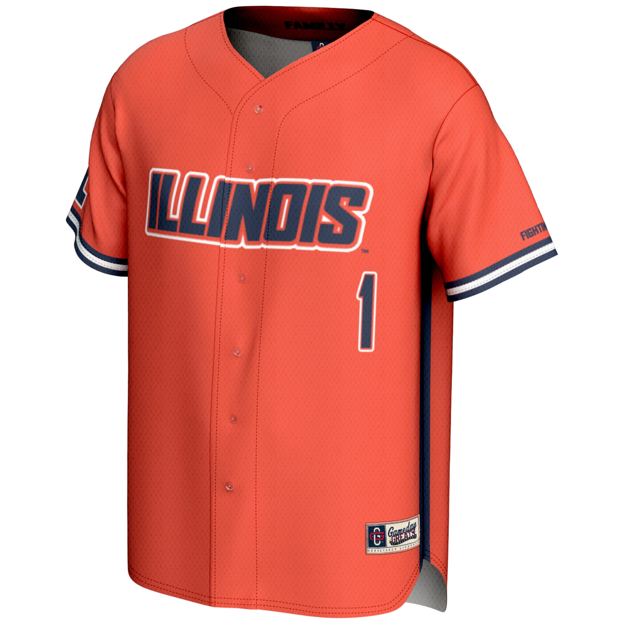 #1 Illinois Fighting Illini Lightweight Baseball Jersey Orange - front view