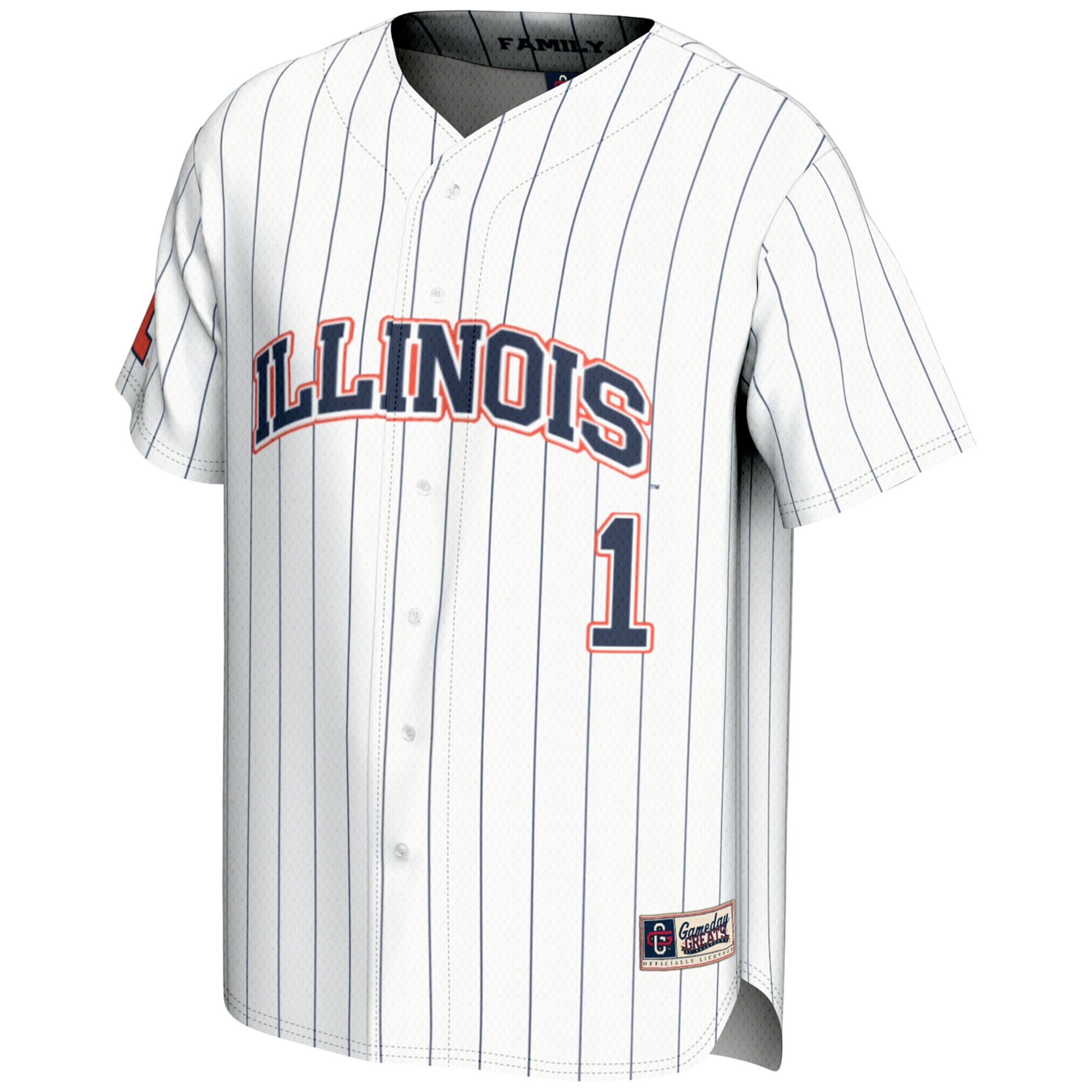 #1 Illinois Fighting Illini Lightweight Baseball Jersey White - front view