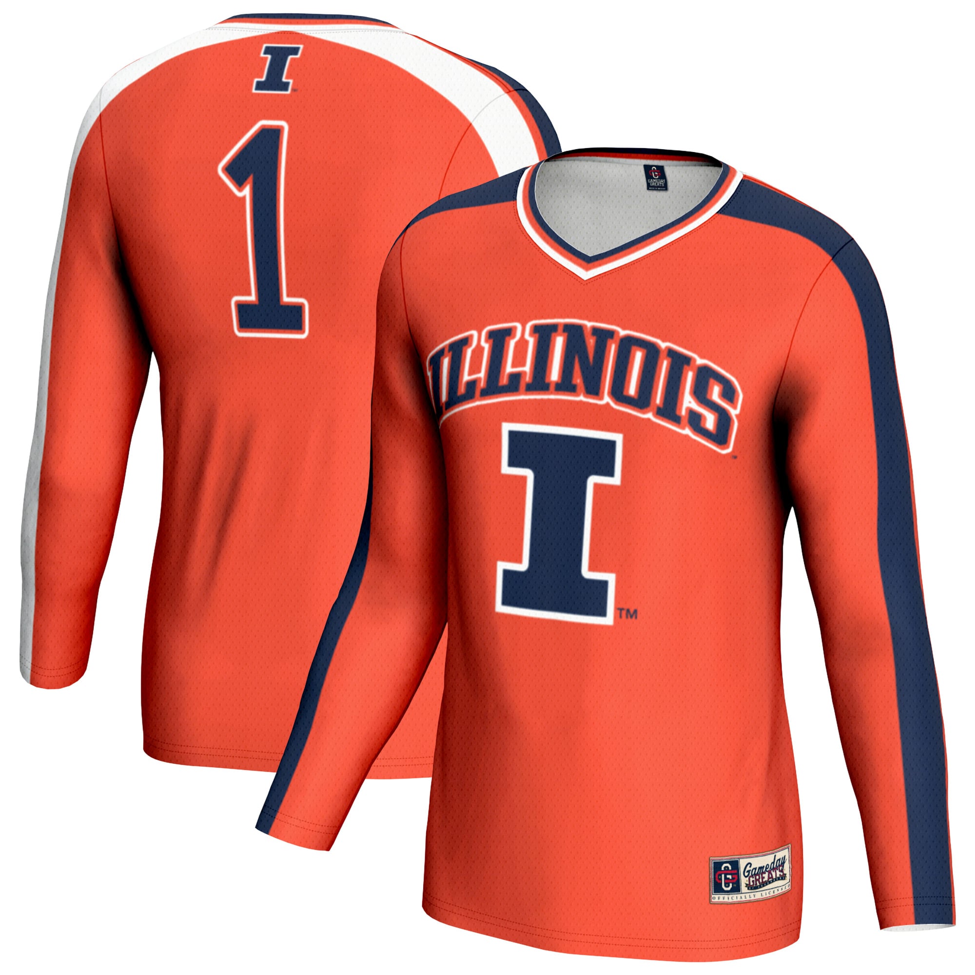 Illinois Fighting Illini Youth #1 Lightweight Volleyball Fashion Jersey - front and back view