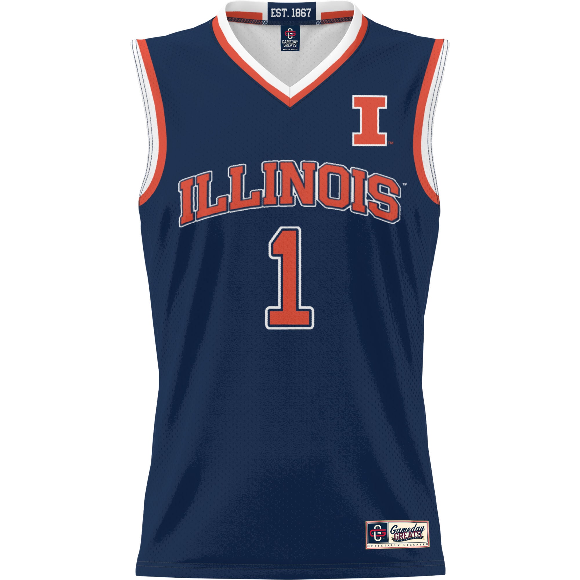 #1 Illinois Fighting Illini Youth Lightweight Basketball Jersey Navy - front view