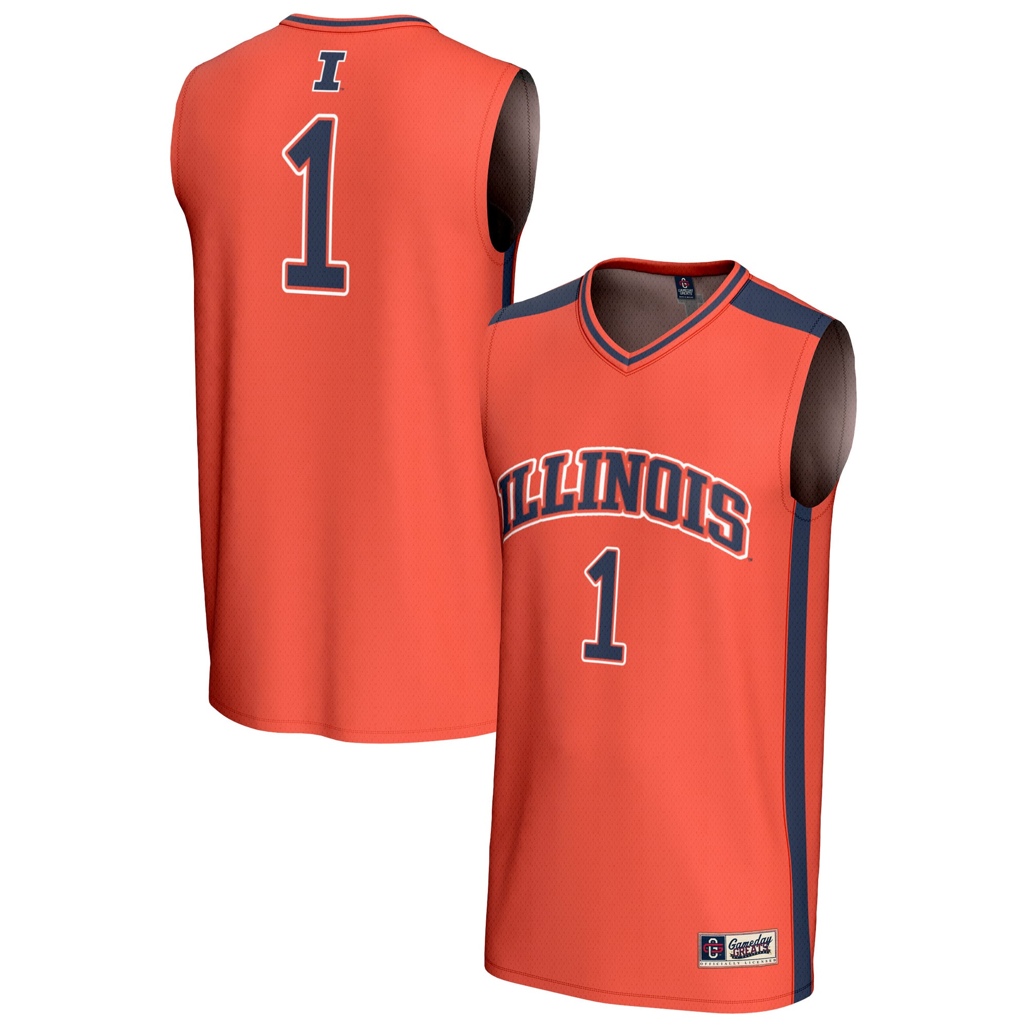 #1 Illinois Fighting Illini Unisex Lightweight Collegiate Basketball Fashion - front and back view