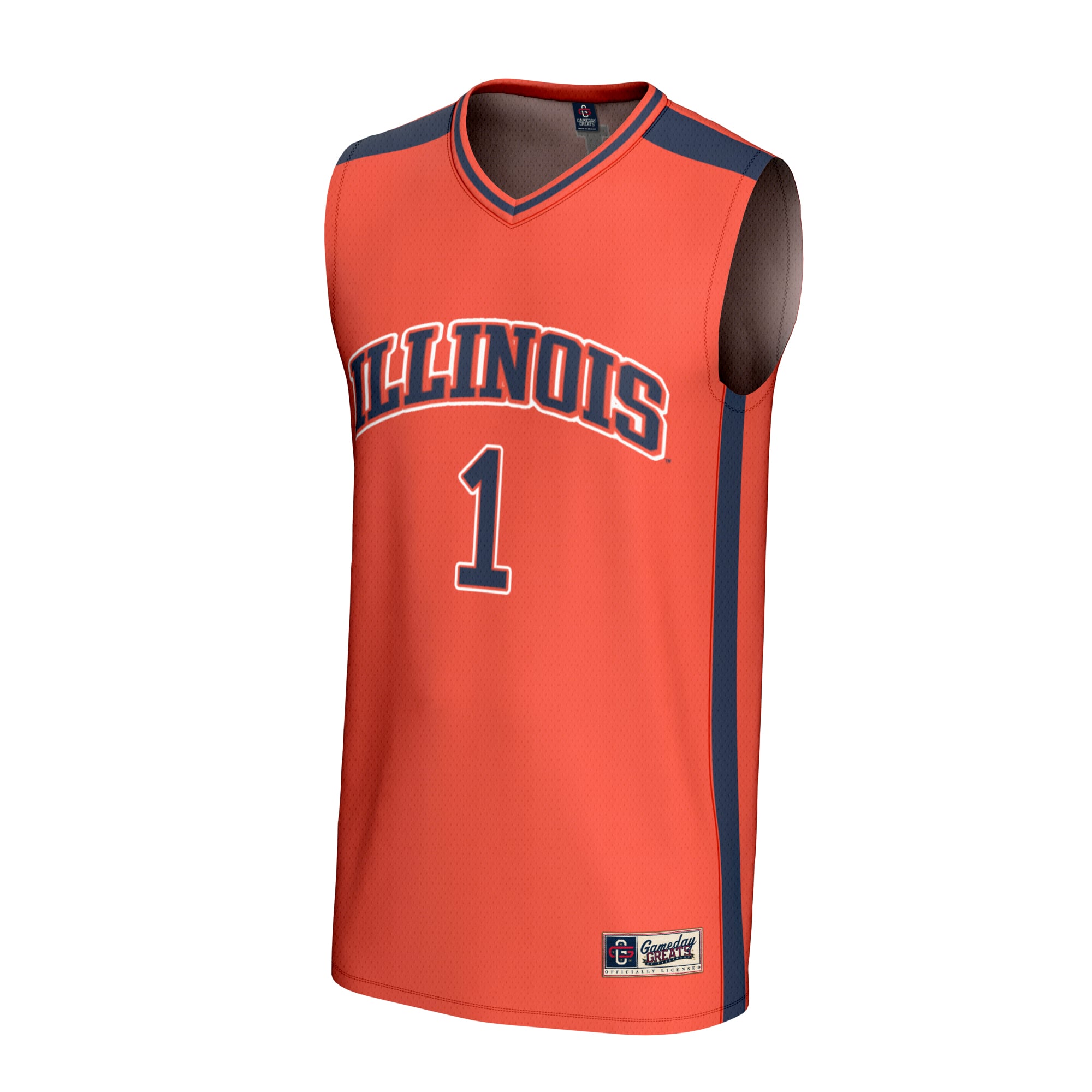 #1 Illinois Fighting Illini Unisex Lightweight Collegiate Basketball Fashion Jersey - front view