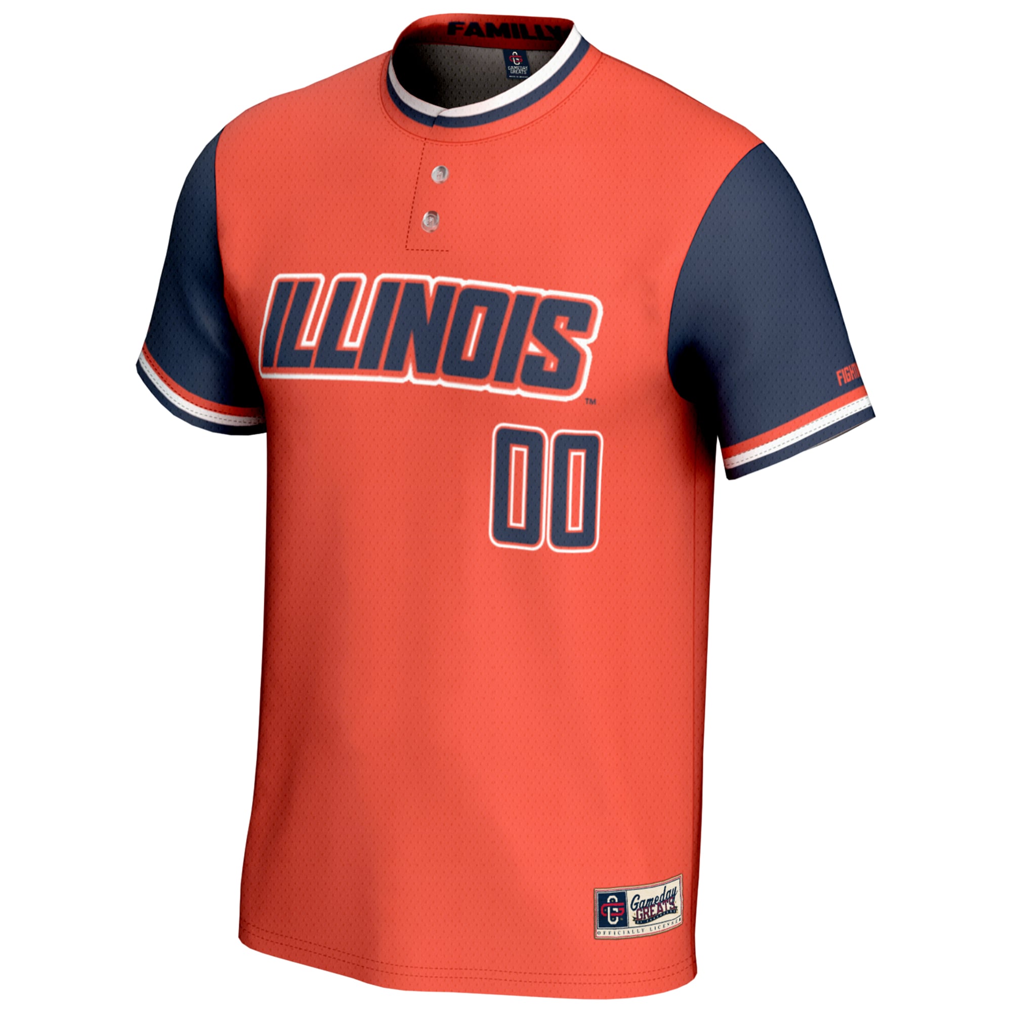Illinois Fighting Illini Unisex Lightweight Softball Jersey Orange - front view