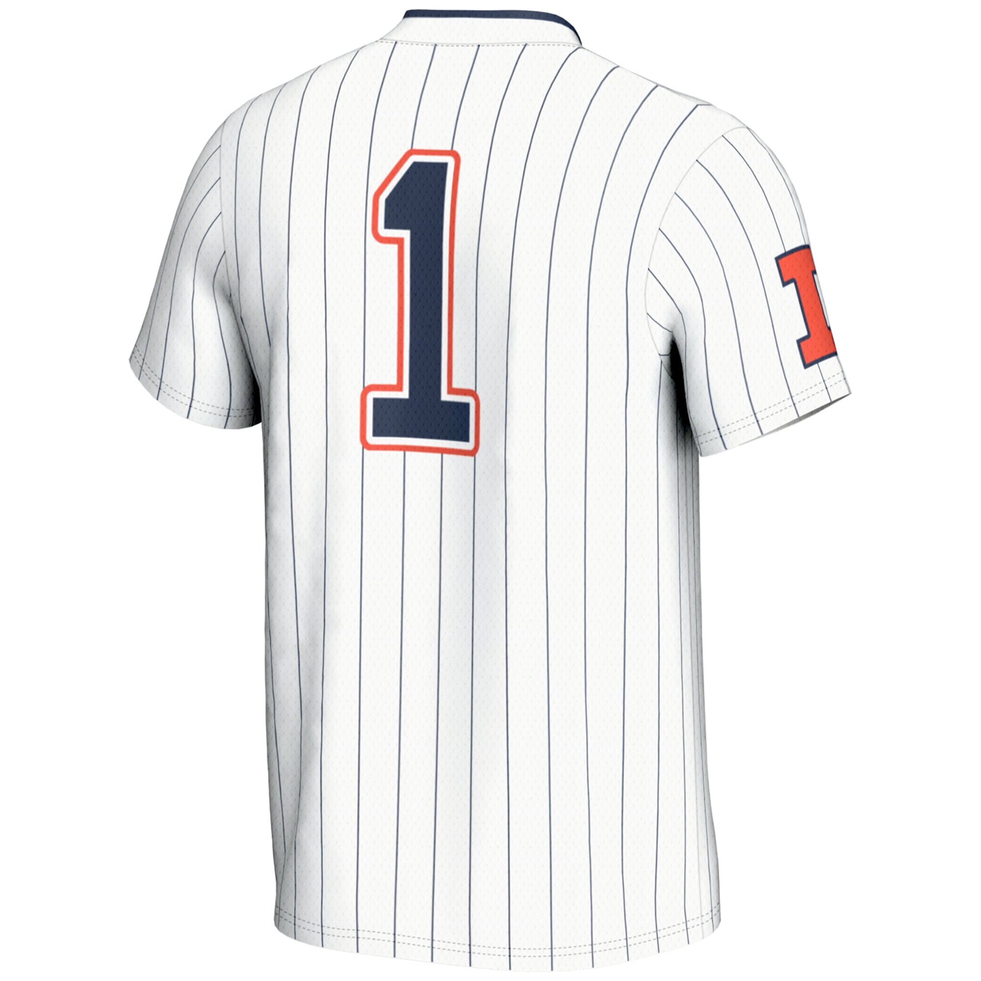 #1 Illinois Fighting Illini Unisex Lightweight Softball Jersey White - back view