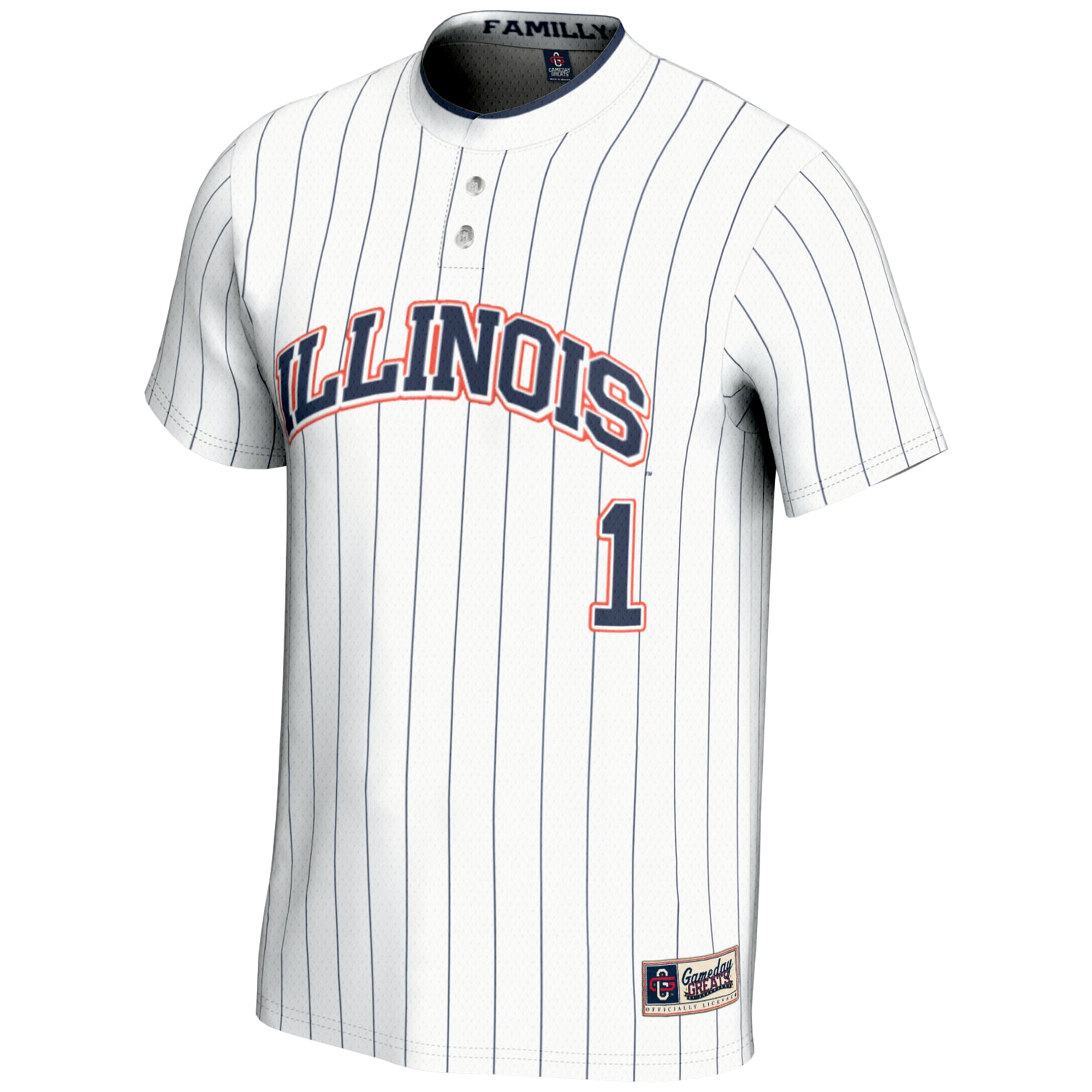 #1 Illinois Fighting Illini Unisex Lightweight Softball Jersey White - front view