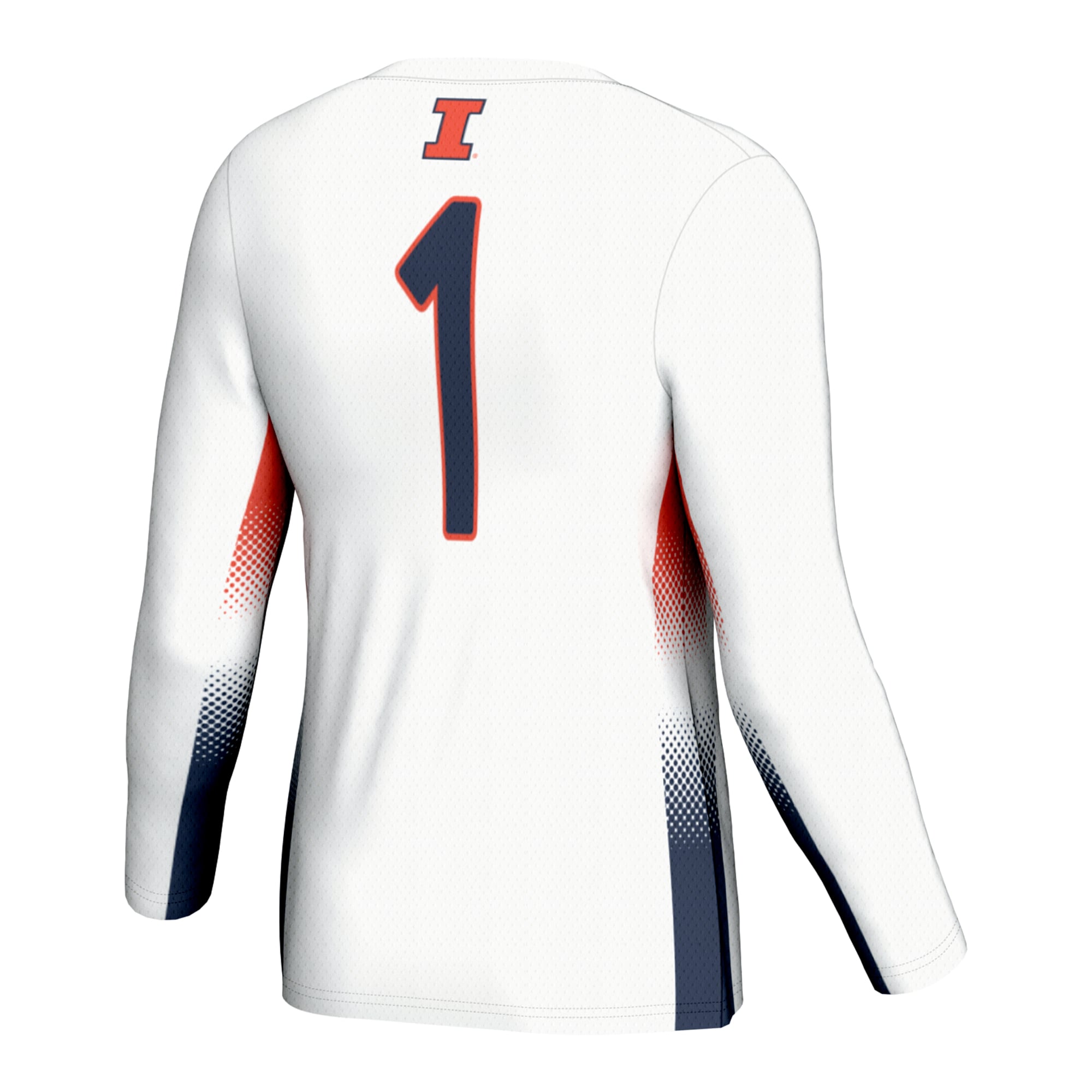 #1 Illinois Fighting Illini Unisex Lightweight Volleyball Jersey White - back view