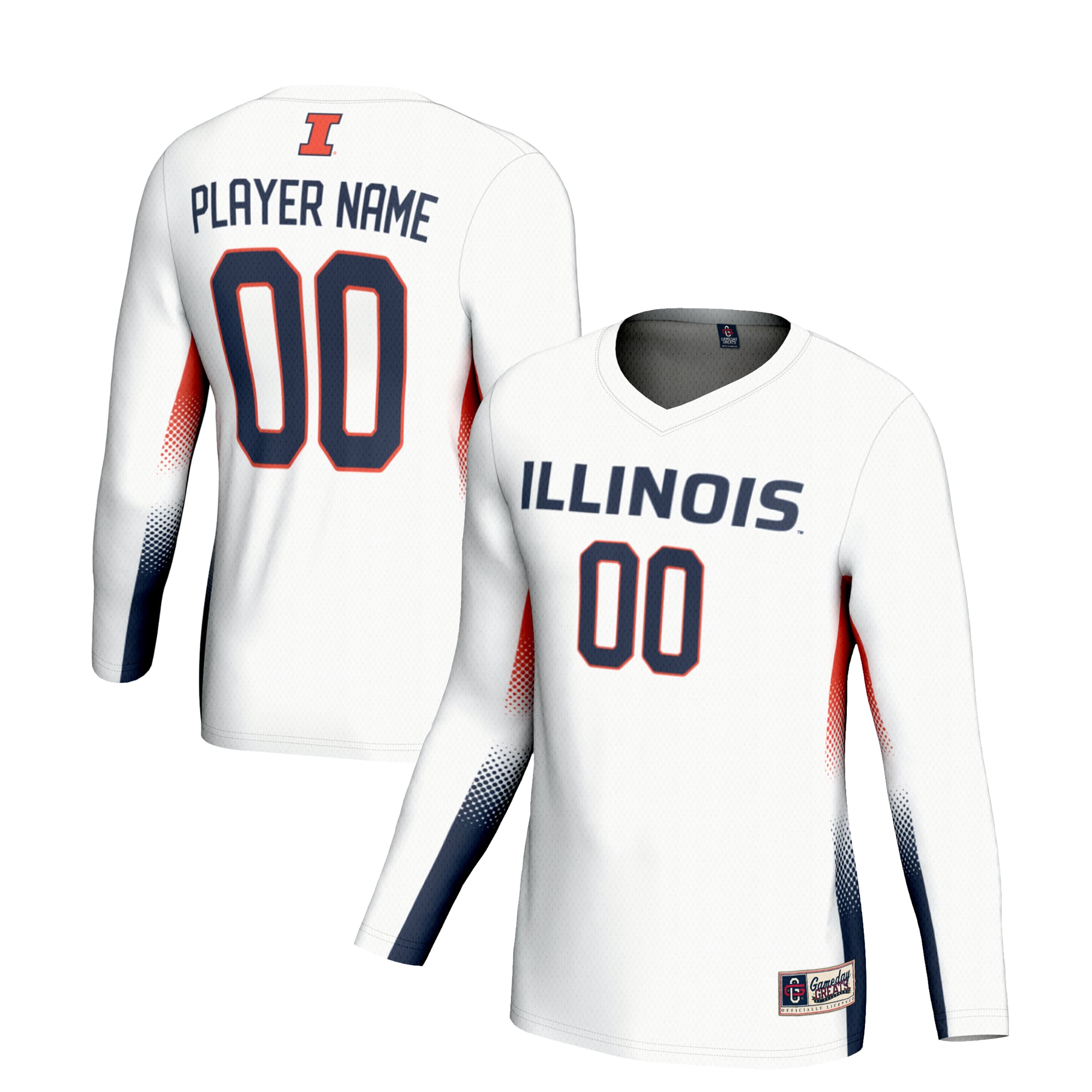Illinois Fighting Illini Unisex Lightweight Volleyball Jersey White - front and back view