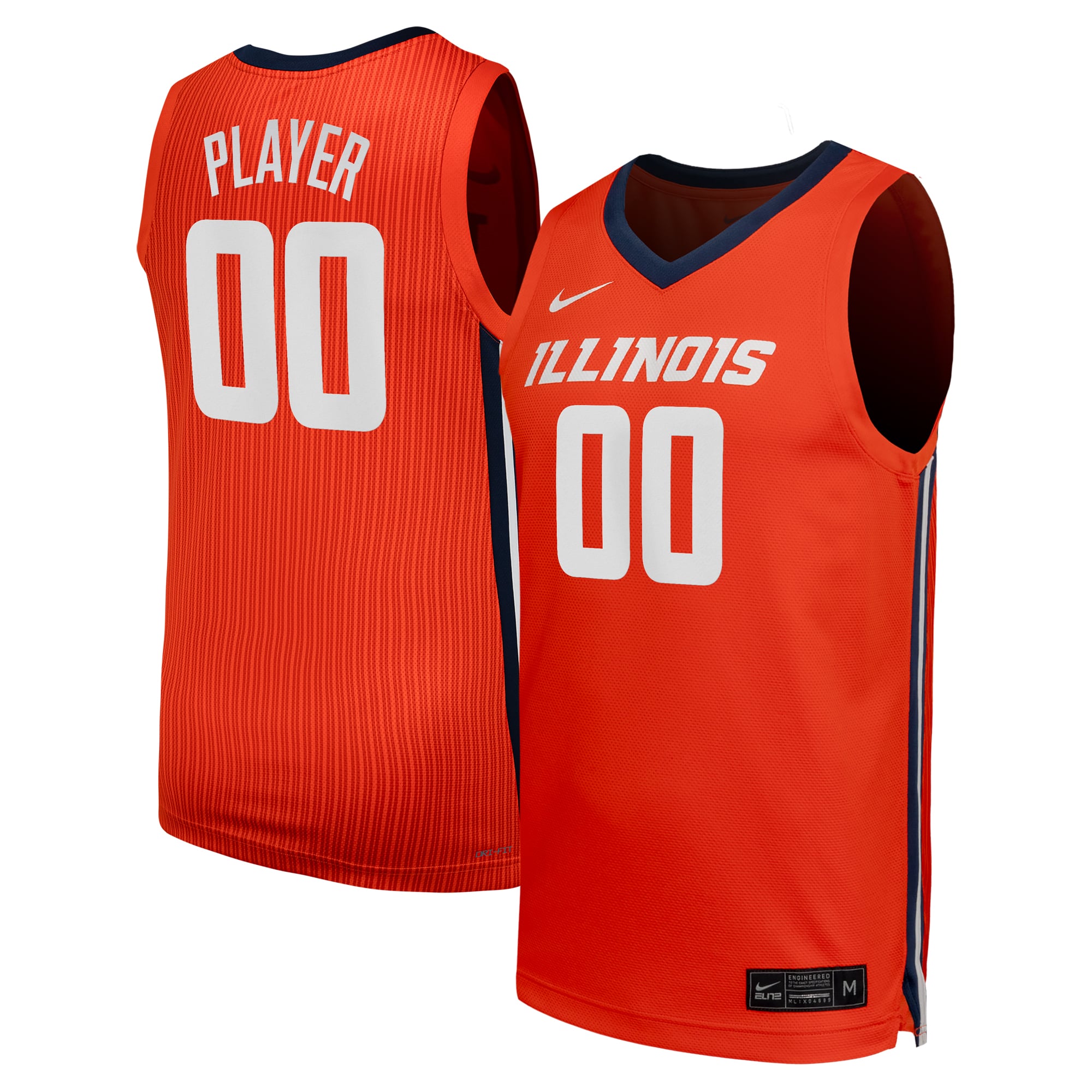Illinois Fighting Illini Unisex Men's Basketball Jersey Orange - front and back view