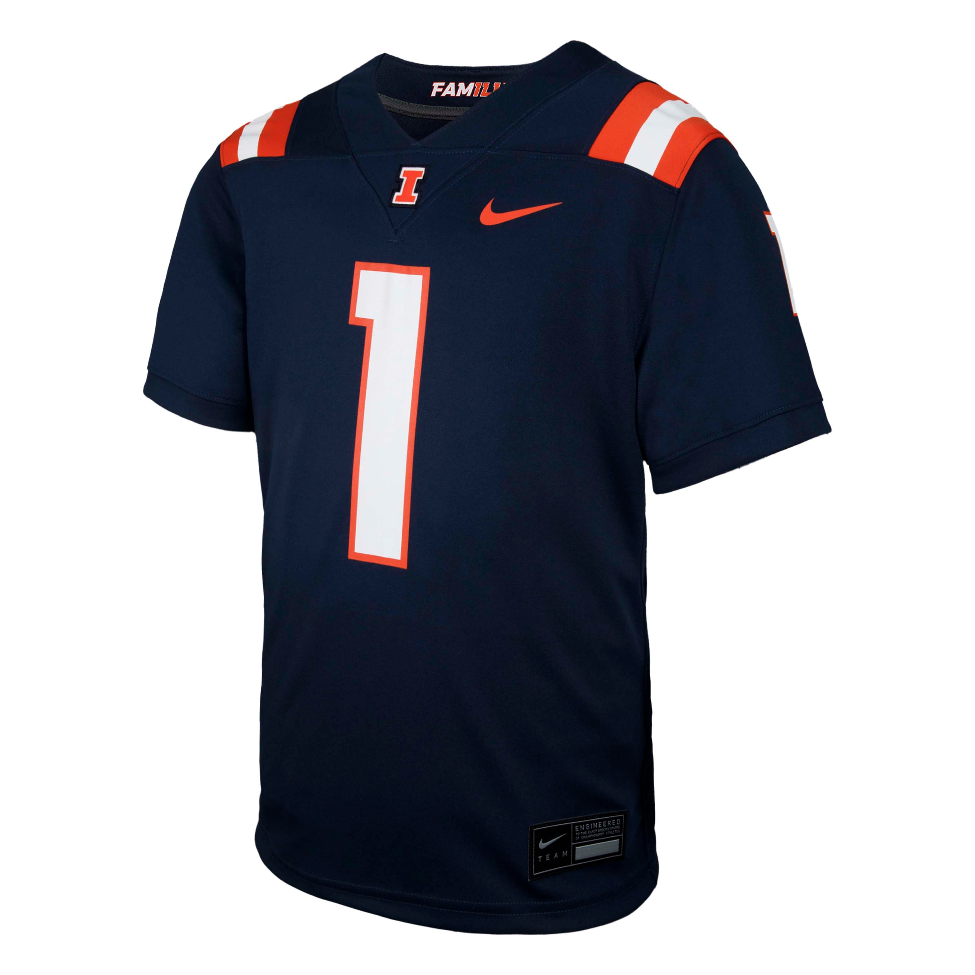#1 Illinois Fighting Illini Youth Jersey Navy - front view