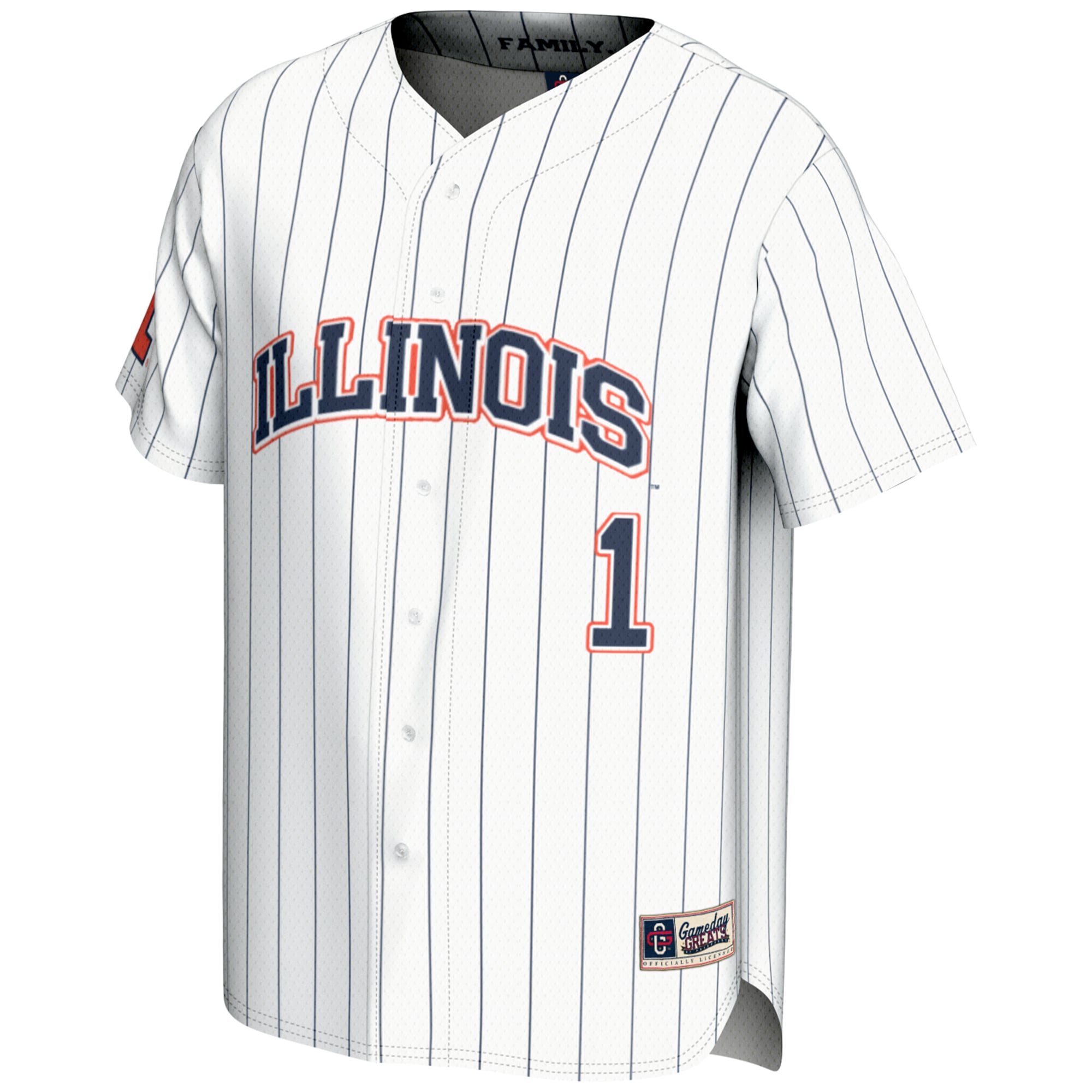 #1 Illinois Fighting Illini Youth Lightweight Baseball Jersey White - front view