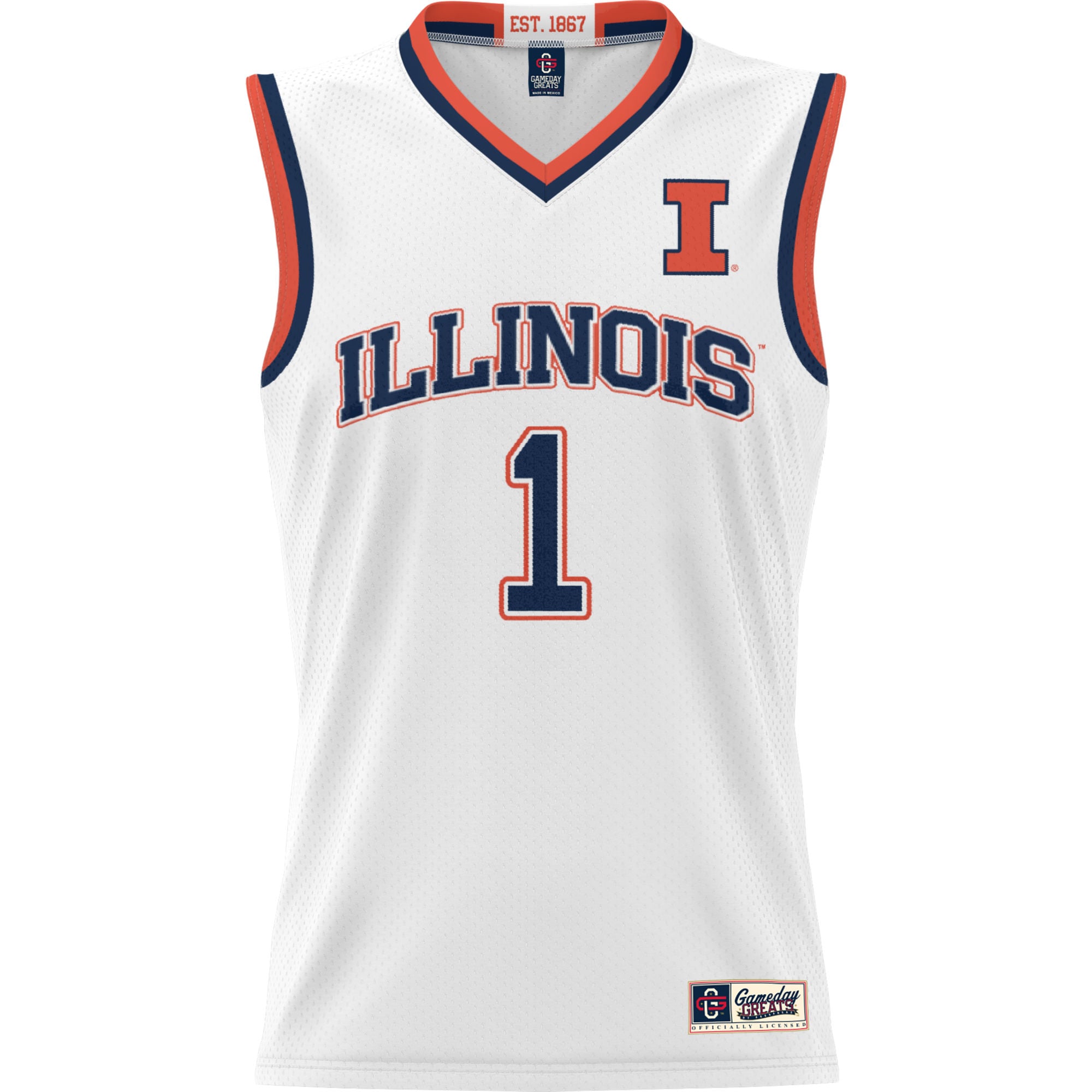#1 Illinois Fighting Illini Youth Lightweight Basketball Jersey White - front view
