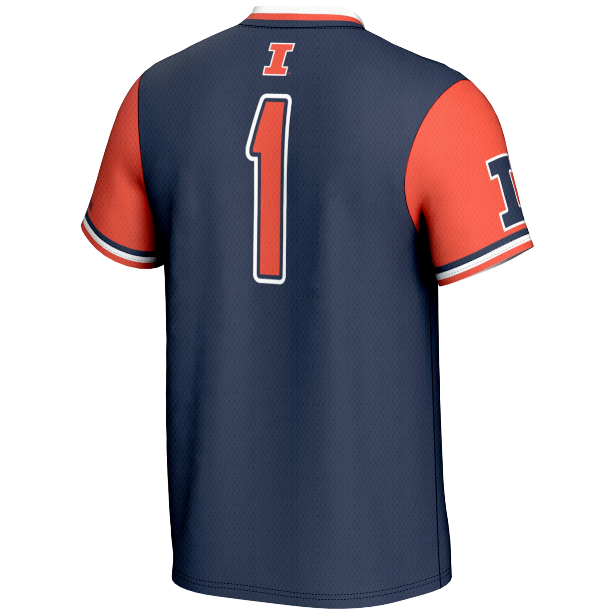 #1 Illinois Fighting Illini Youth Lightweight Softball Jersey Navy - back view