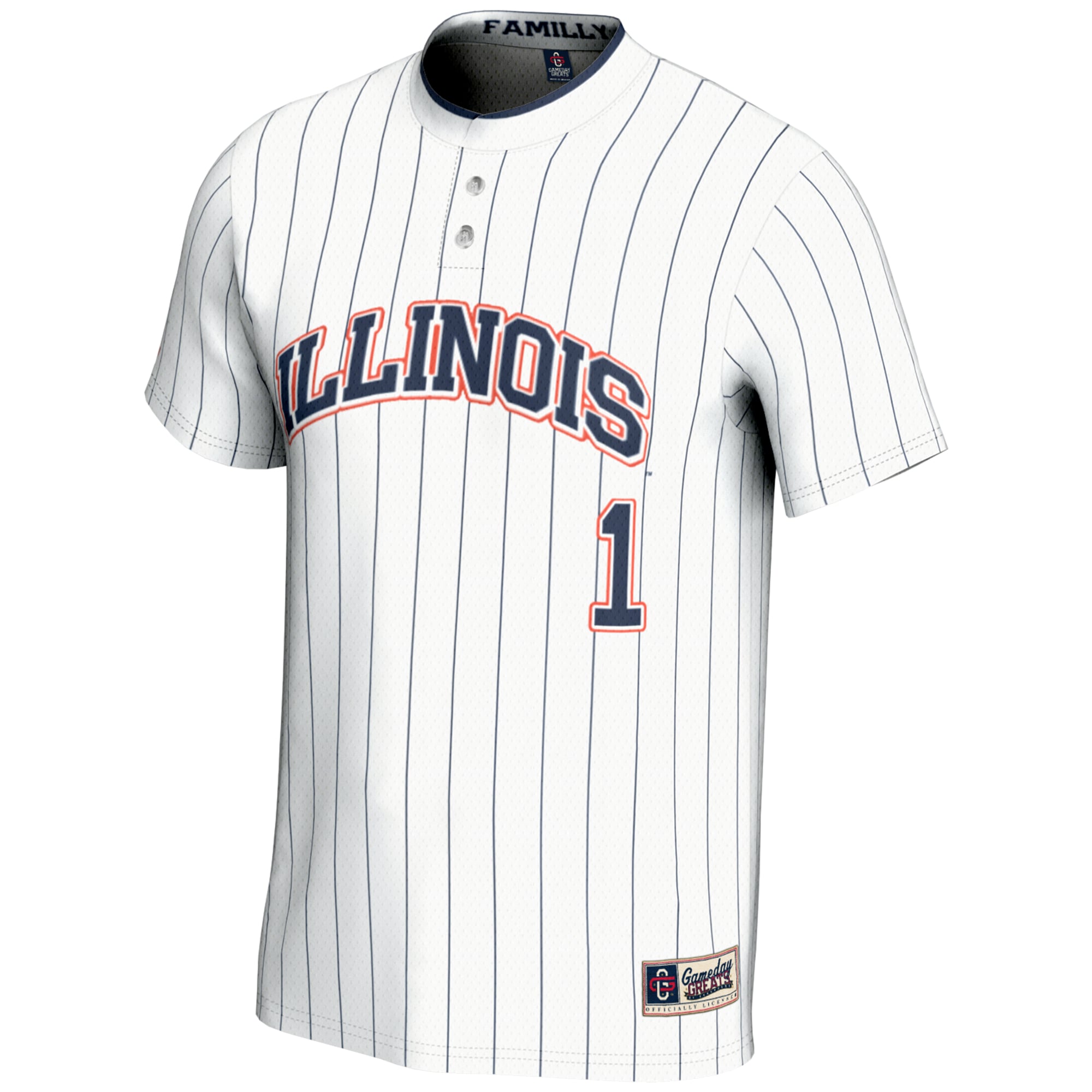 #1 Illinois Fighting Illini Youth Lightweight Softball Jersey White - front view