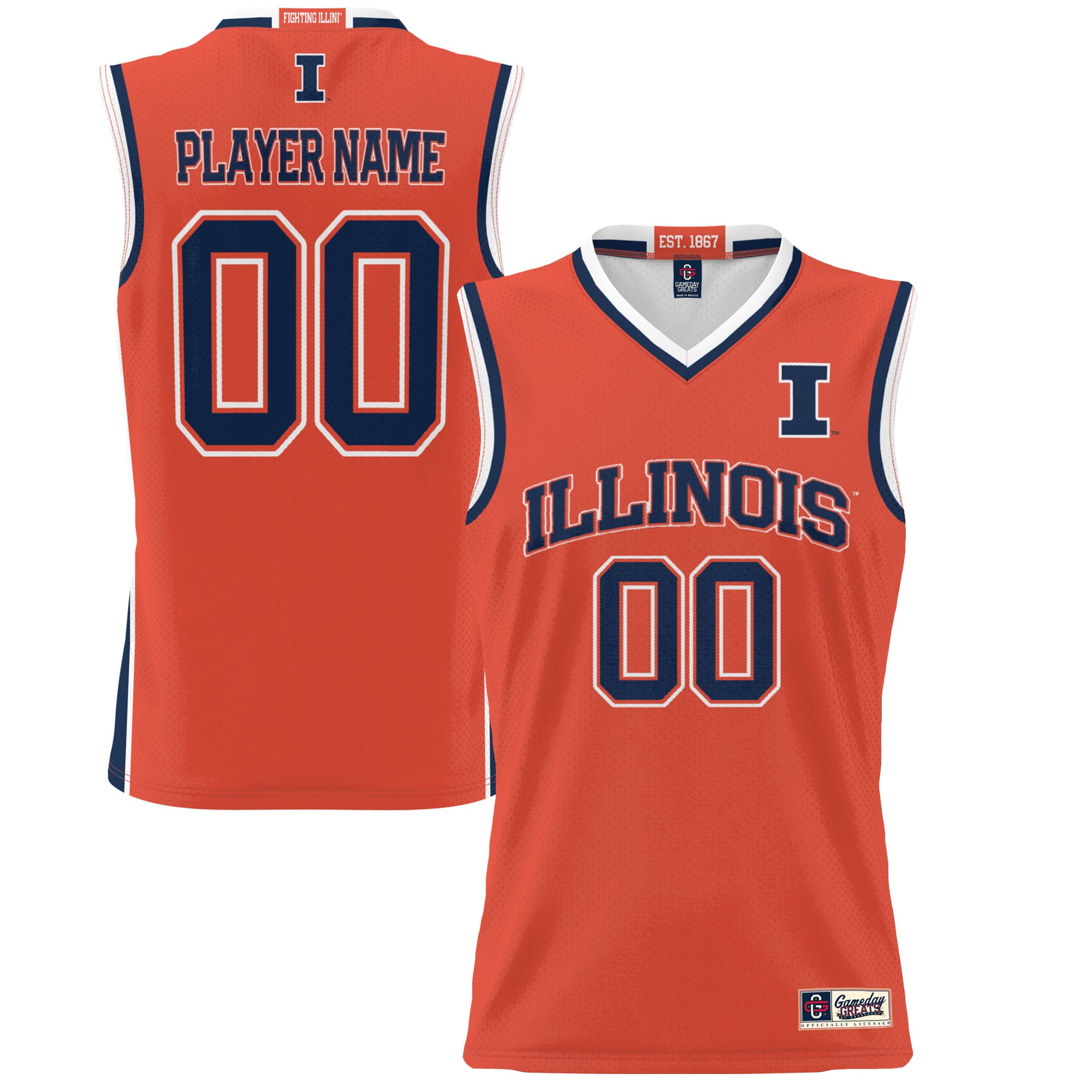 Illinois Fighting Illini Youth Lightweight Women's Basketball Jersey Orange - front and back view
