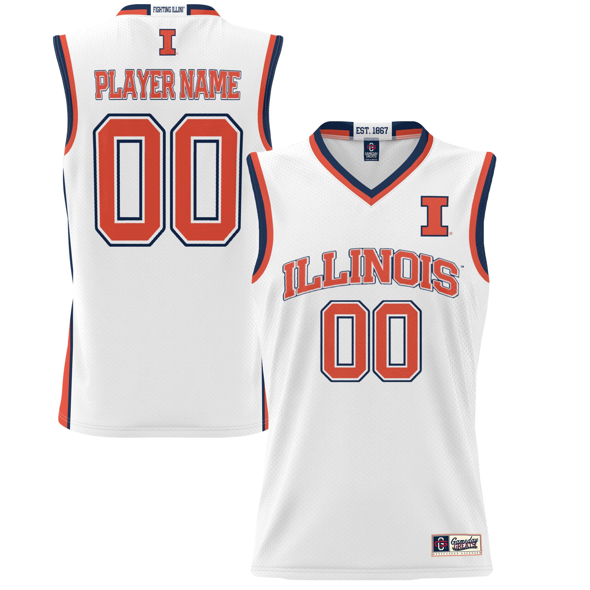 Illinois Fighting Illini Youth Lightweight Women's Basketball Jersey White - front and back view