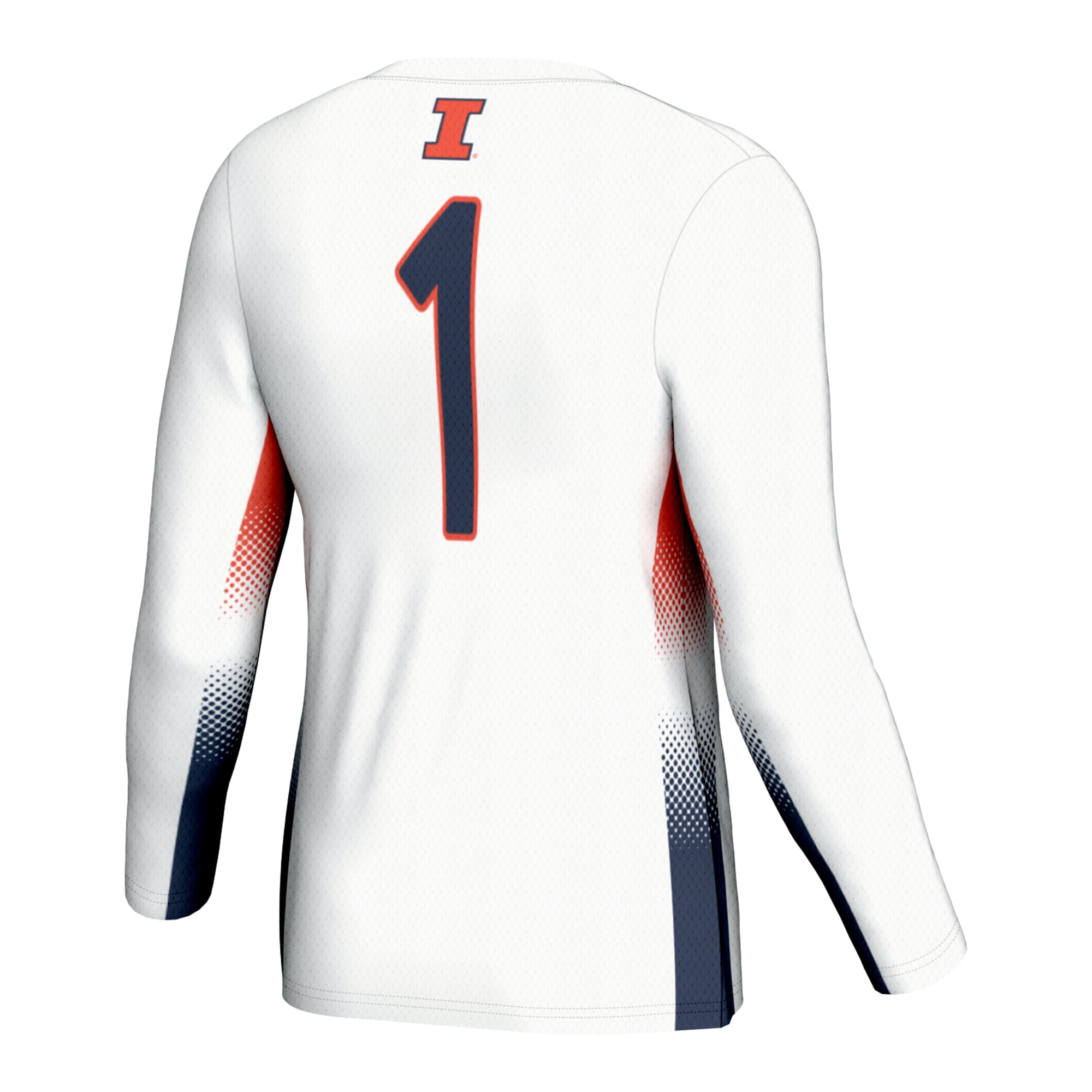 #1 Illinois Fighting Illini Youth Lightweight Women's Volleyball Jersey White - back view