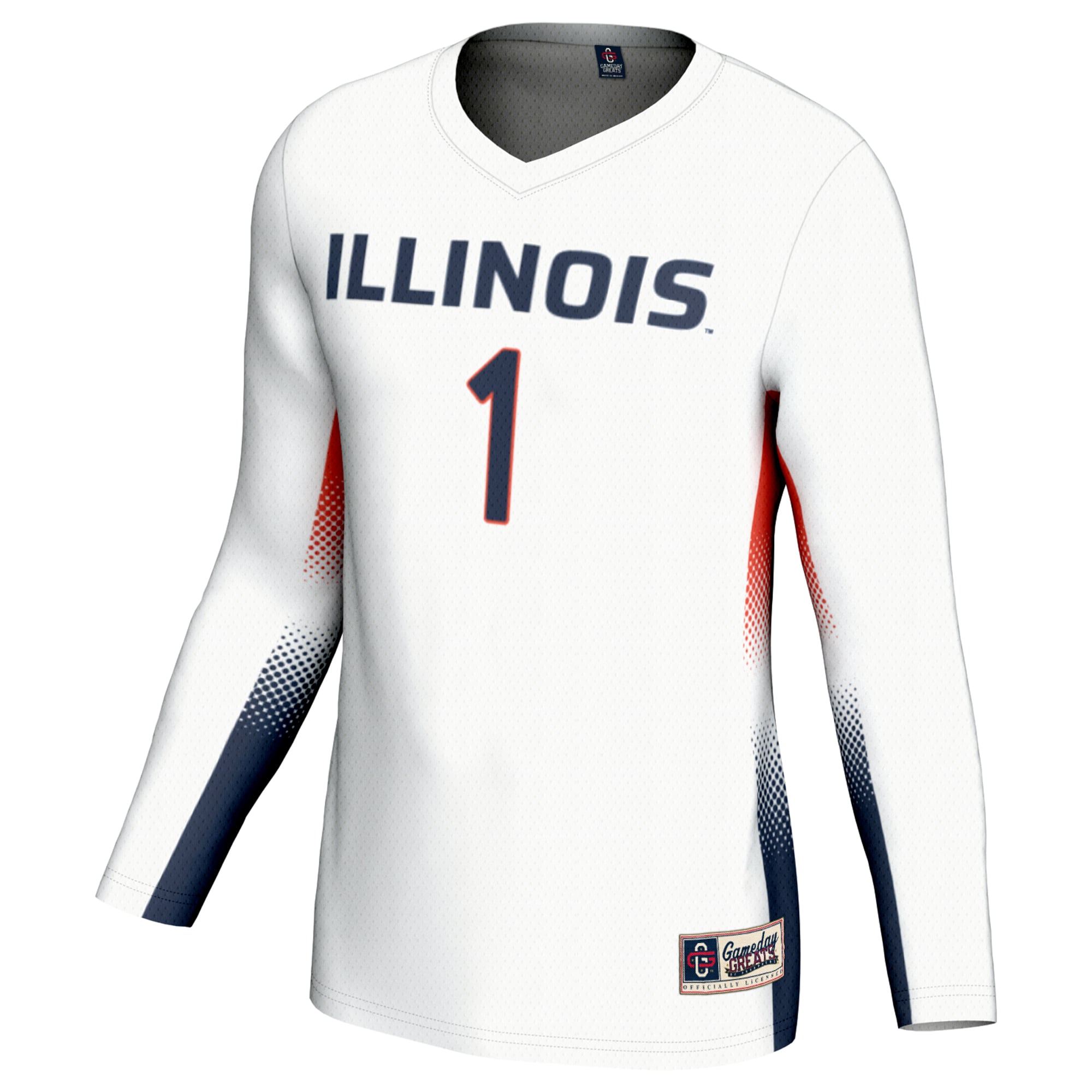 #1 Illinois Fighting Illini Youth Lightweight Women's Volleyball Jersey White - front view