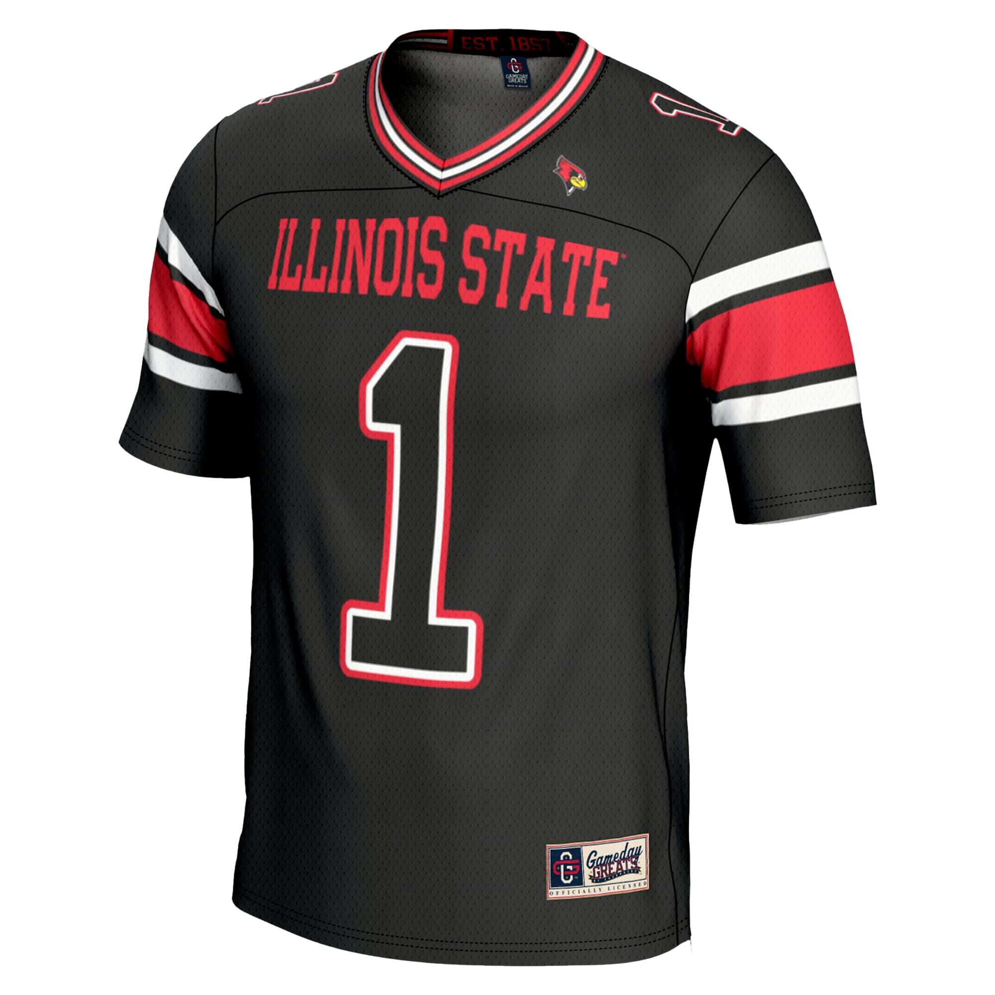#1 Illinois State Redbirds Endzone Football Jersey Black - back view