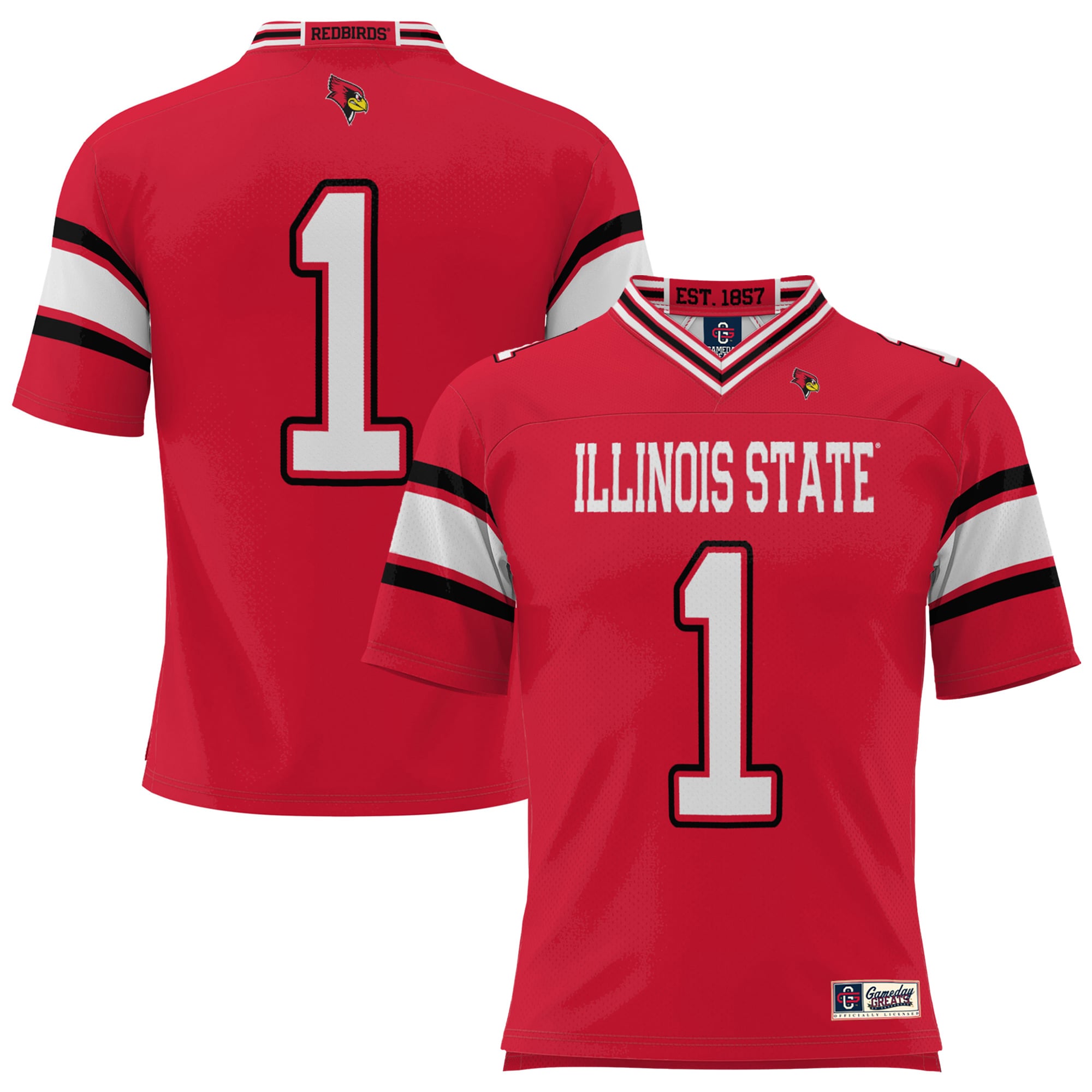#1 Illinois State Redbirds Endzone Football Jersey Red - front view