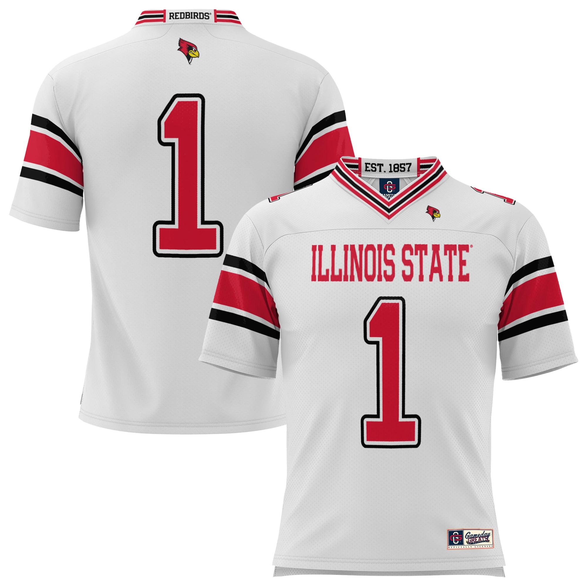 #1 Illinois State Redbirds Endzone Football Jersey White - front view