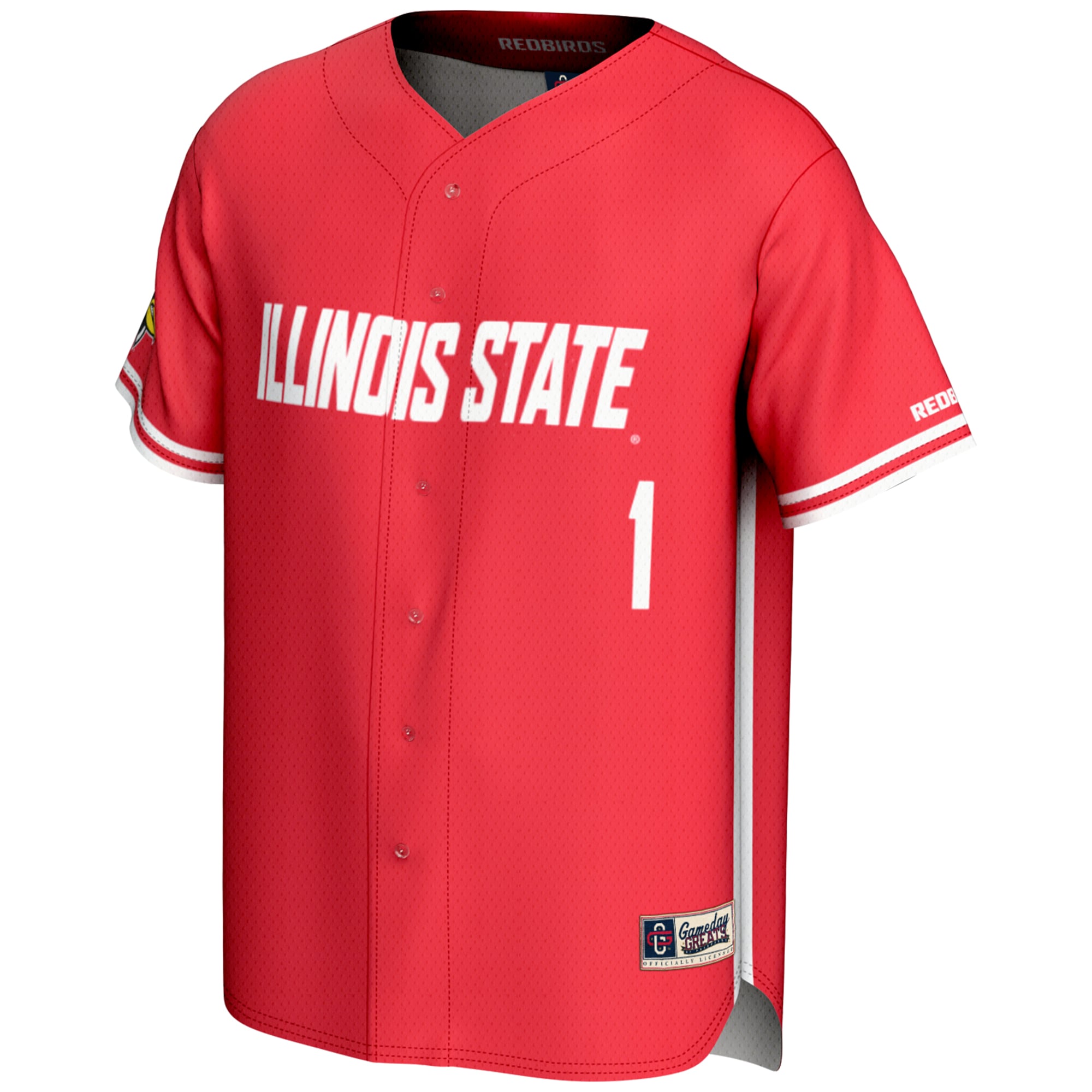 #1 Illinois State Redbirds Lightweight Baseball Jersey Red - front view