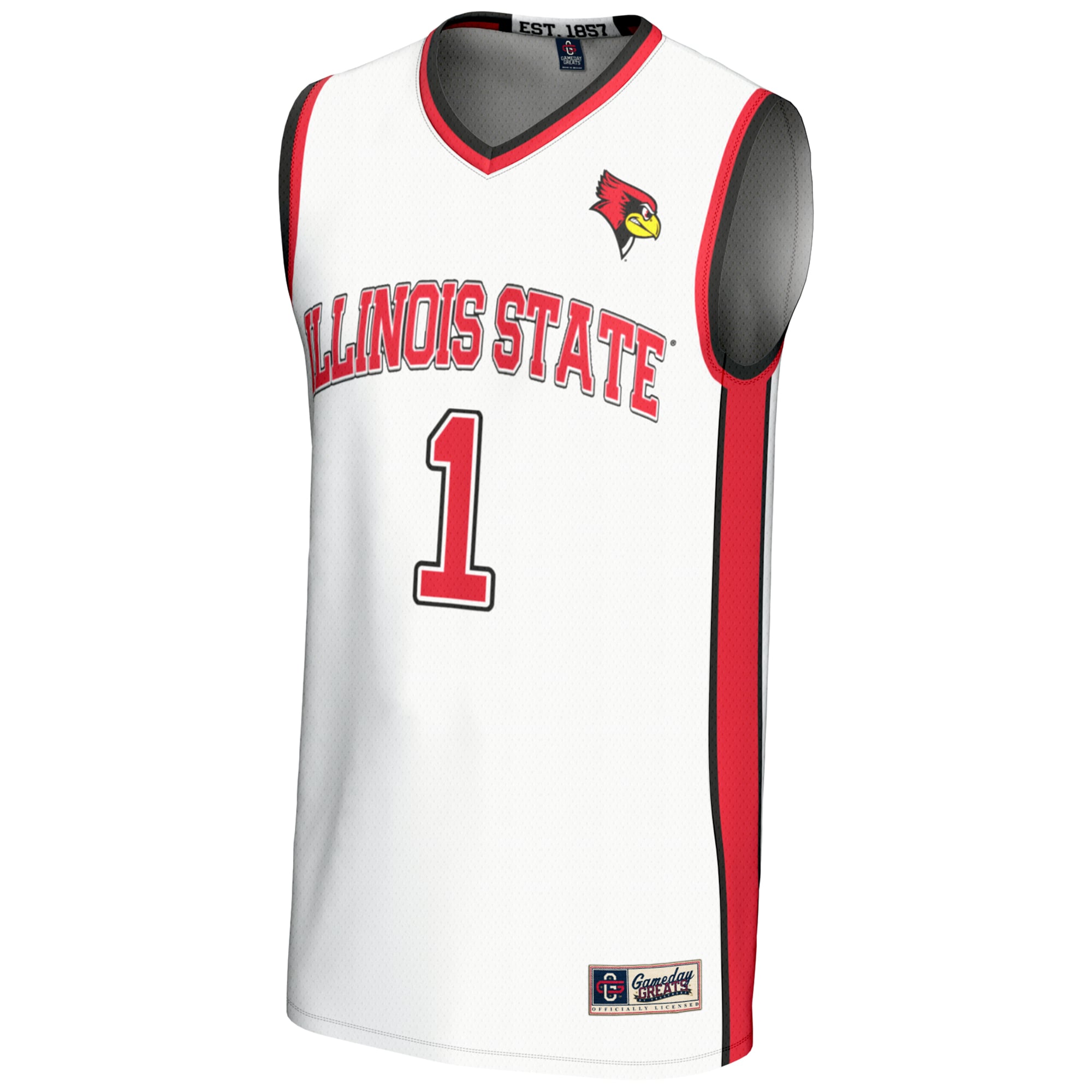 #1 Illinois State Redbirds Lightweight Basketball Jersey White - front view