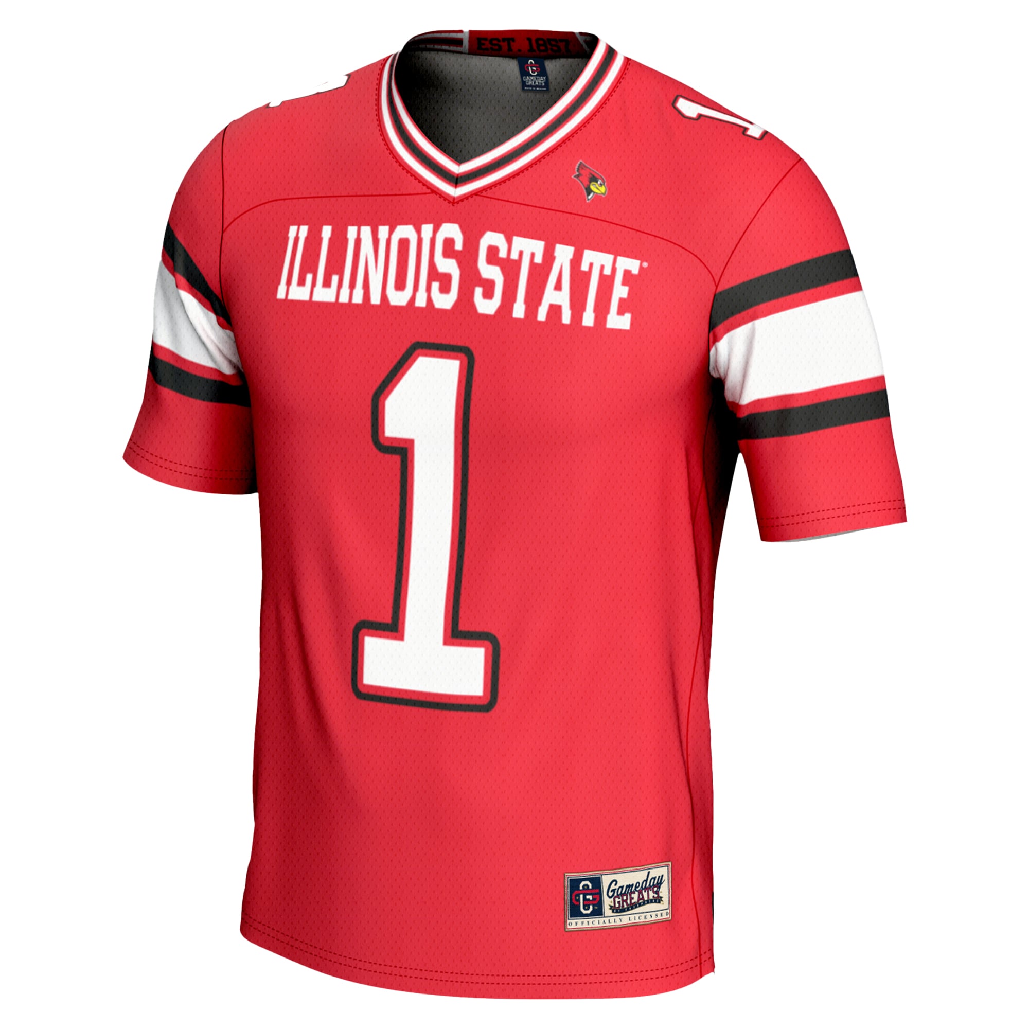 #1 Illinois State Redbirds Youth Endzone Football Jersey Red - back view
