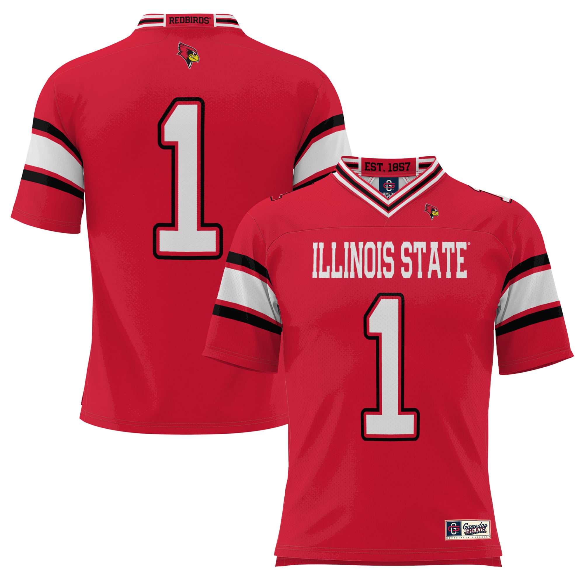 #1 Illinois State Redbirds Youth Endzone Football Jersey Red - front view