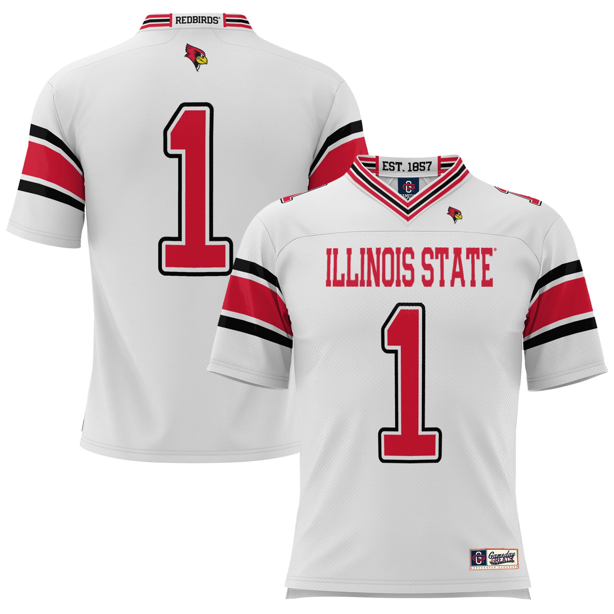 #1 Illinois State Redbirds Youth Endzone Football Jersey White - front view