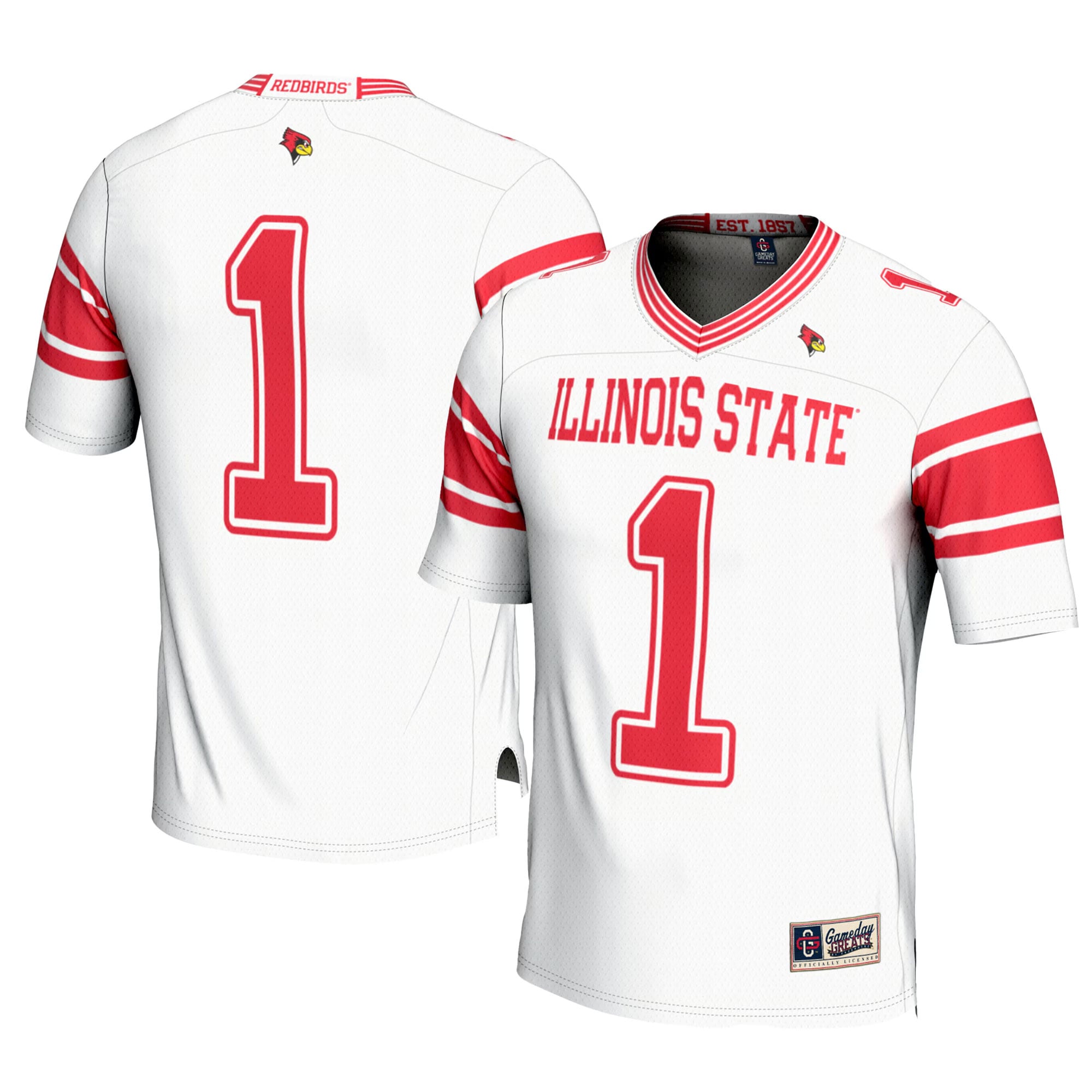 #1 Illinois State Redbirds Youth Football Jersey - White - front view