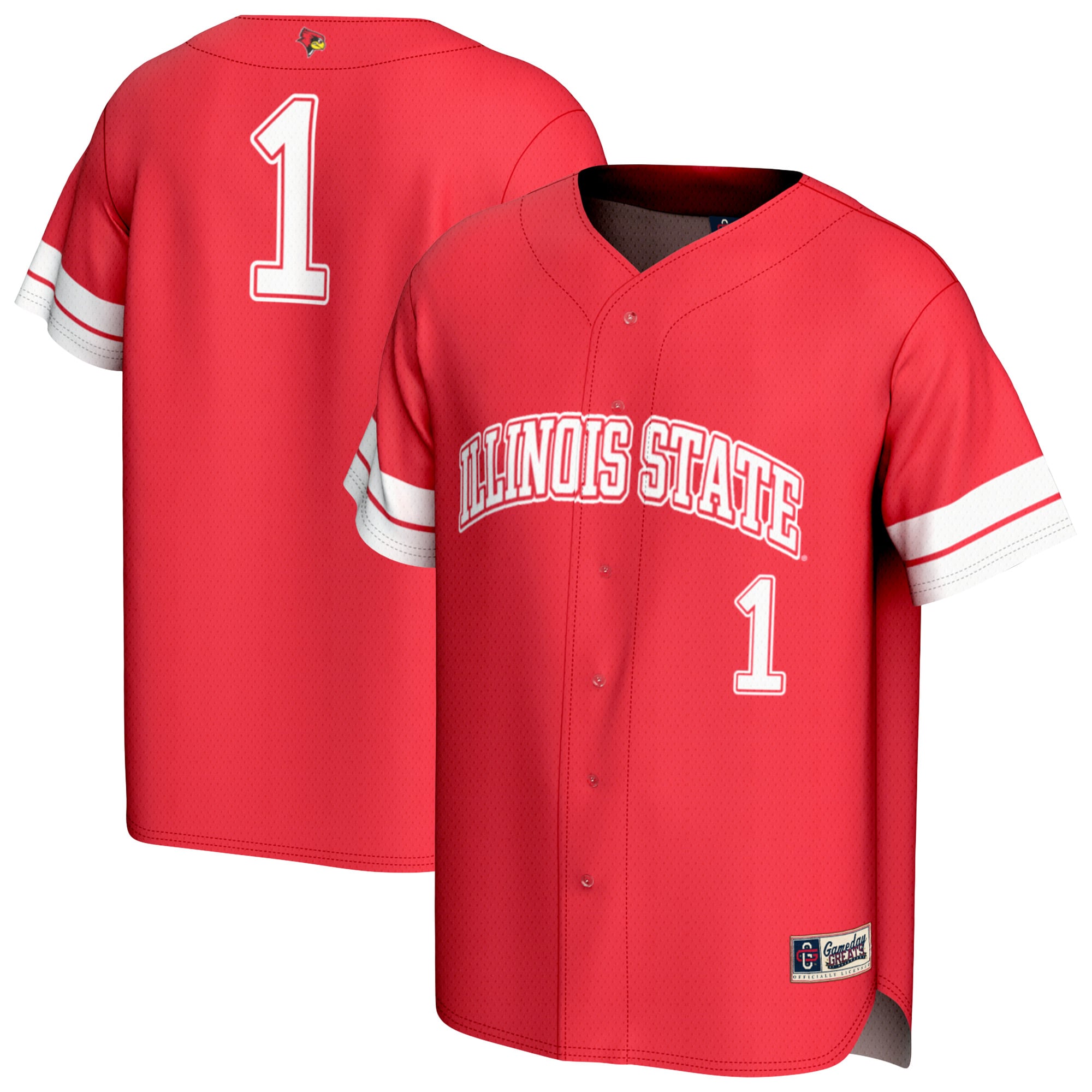 #1 Illinois State Redbirds Youth Lightweight Collegiate Baseball Fashion - front and back view